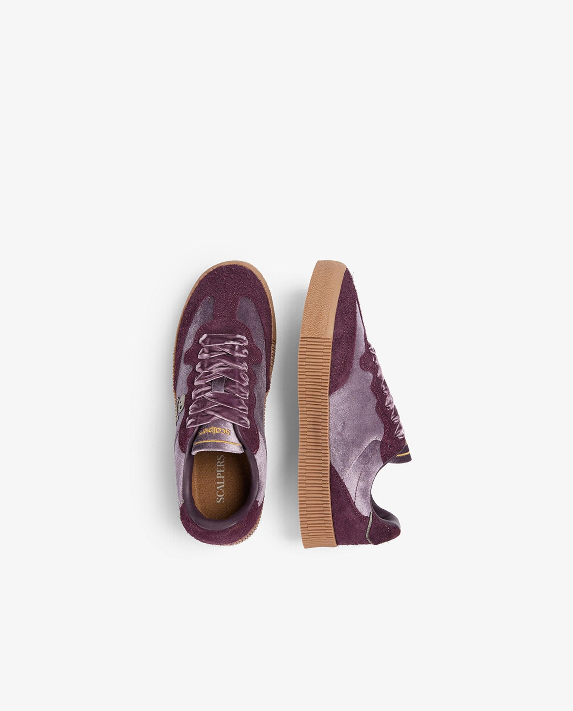 Zapatillas retro de mujer tipo sneakers de terciopelo - Scalpers - Malva Malva-9