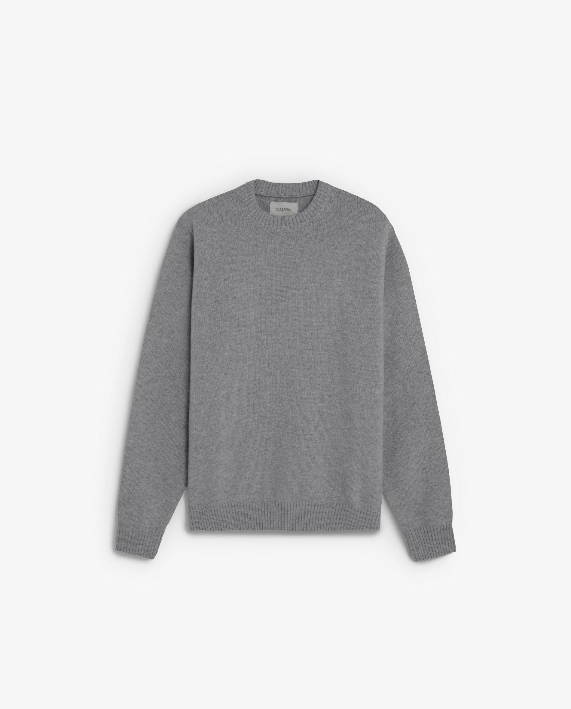 Imagen 7 de Jersey de hombre con cuello redondo y calavera bordada en el pecho - Scalpers - Gris Gris