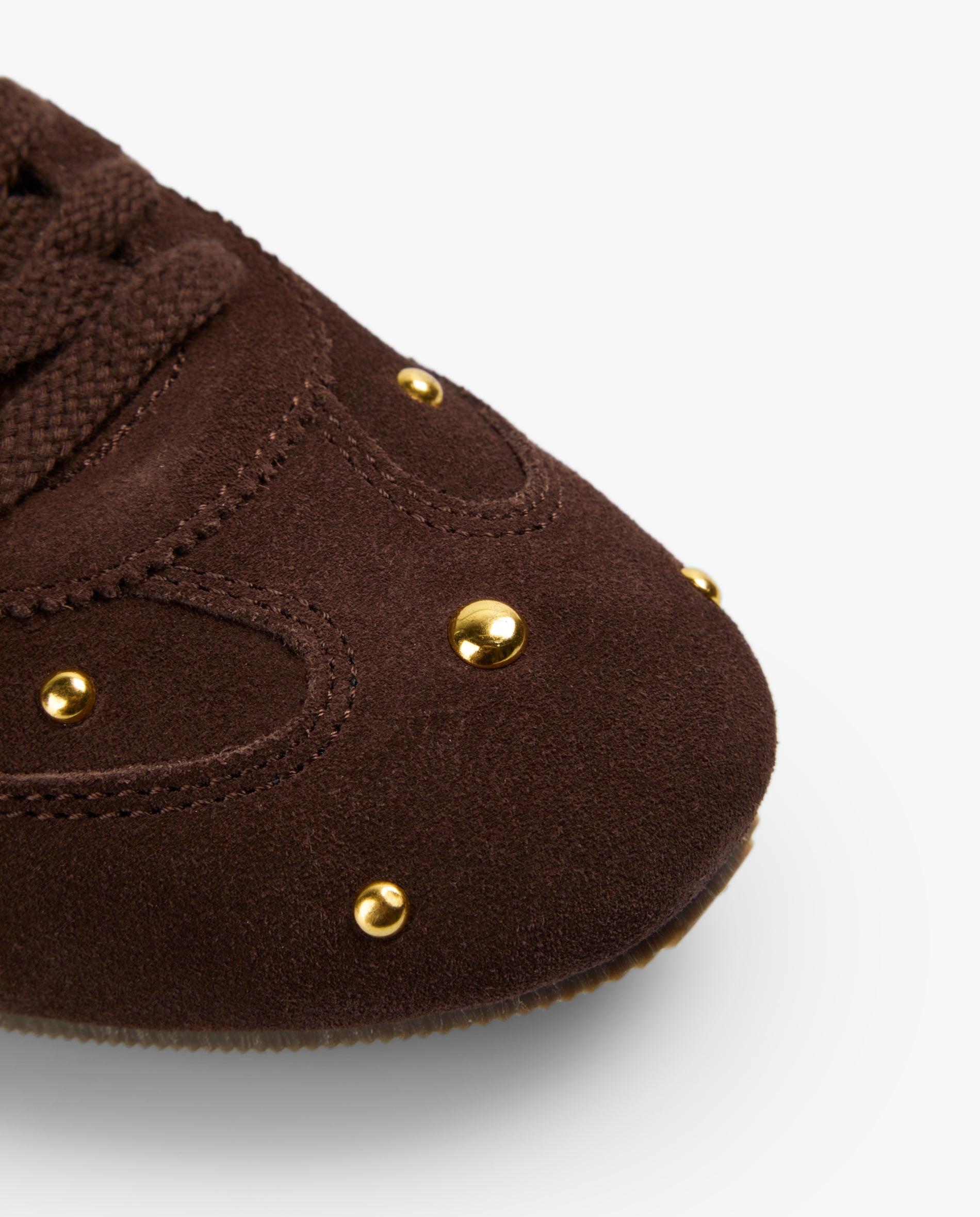 Imagen 5 de Zapatillas retro de mujer de piel con studs decorativos - Scalpers - Marrón Marrón
