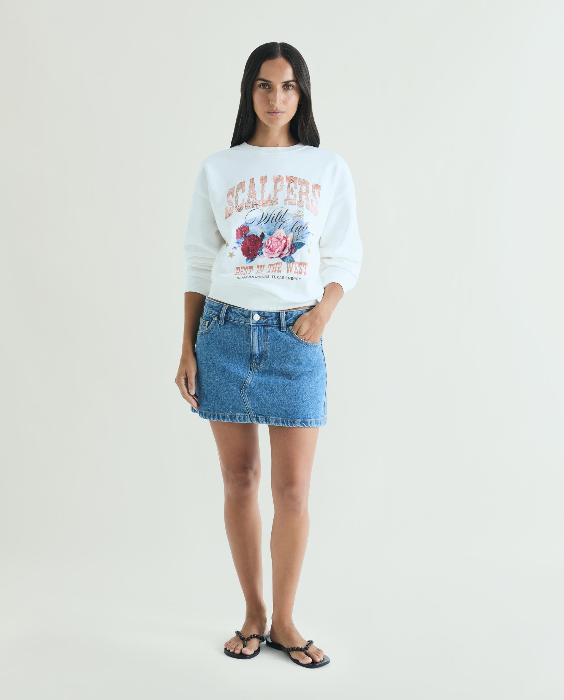 Sudadera de mujer con dibujo frontal y tachuelas - Scalpers - Blanco Blanco-2