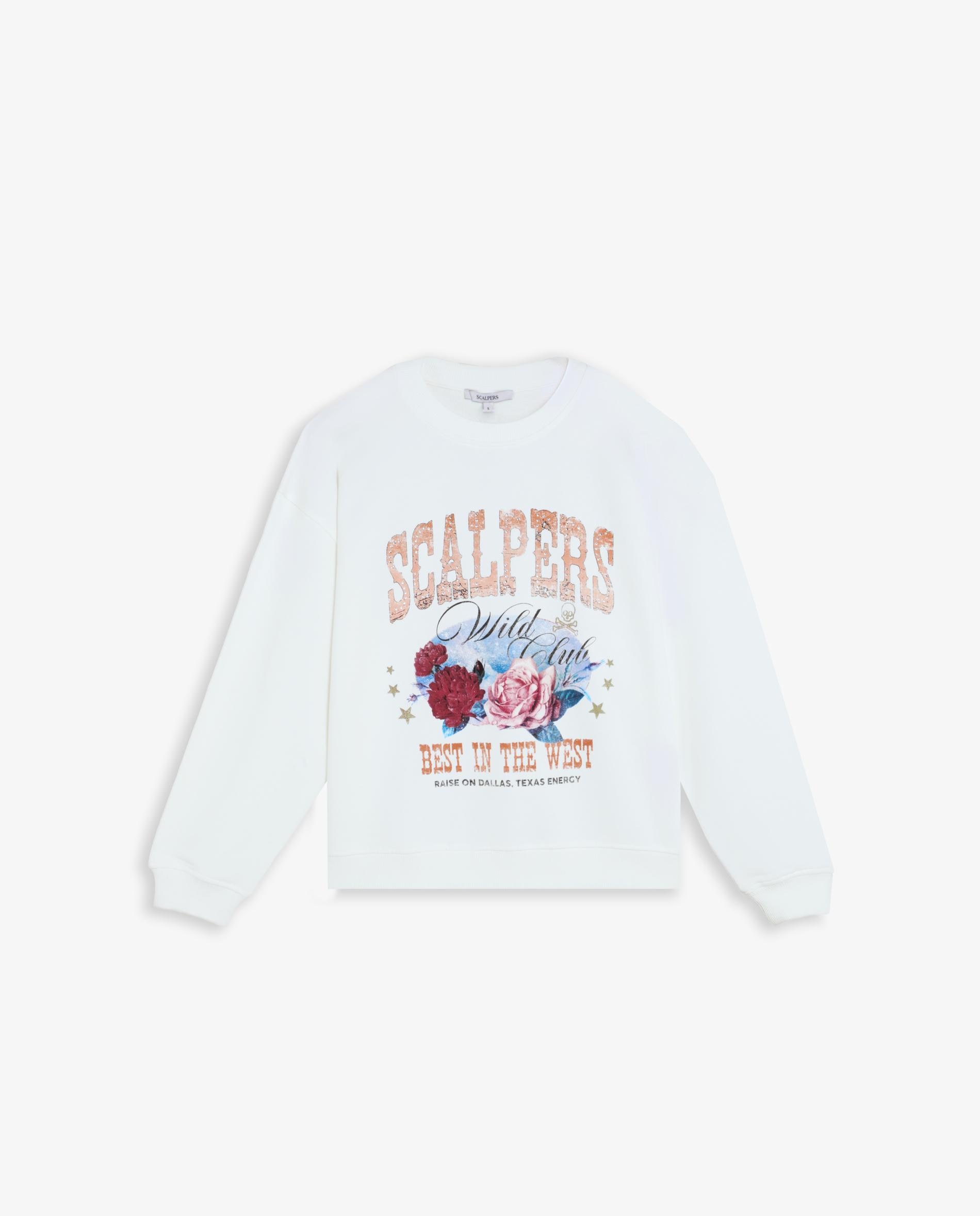Sudadera de mujer con dibujo frontal y tachuelas - Scalpers - Blanco Blanco-5