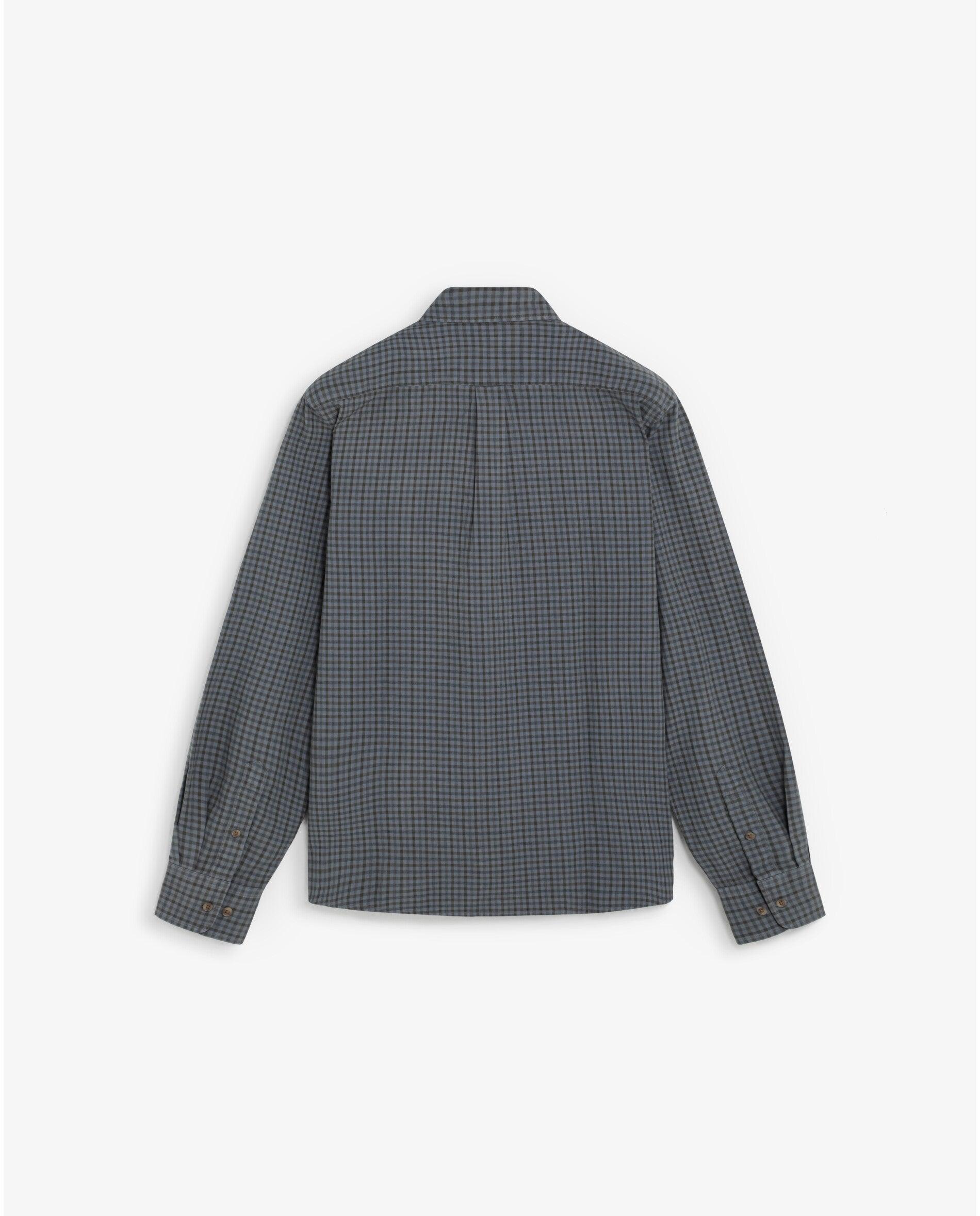 Camisa de cuadros de hombre regular fit con cuello abotonado - Scalpers - Gris Gris-2
