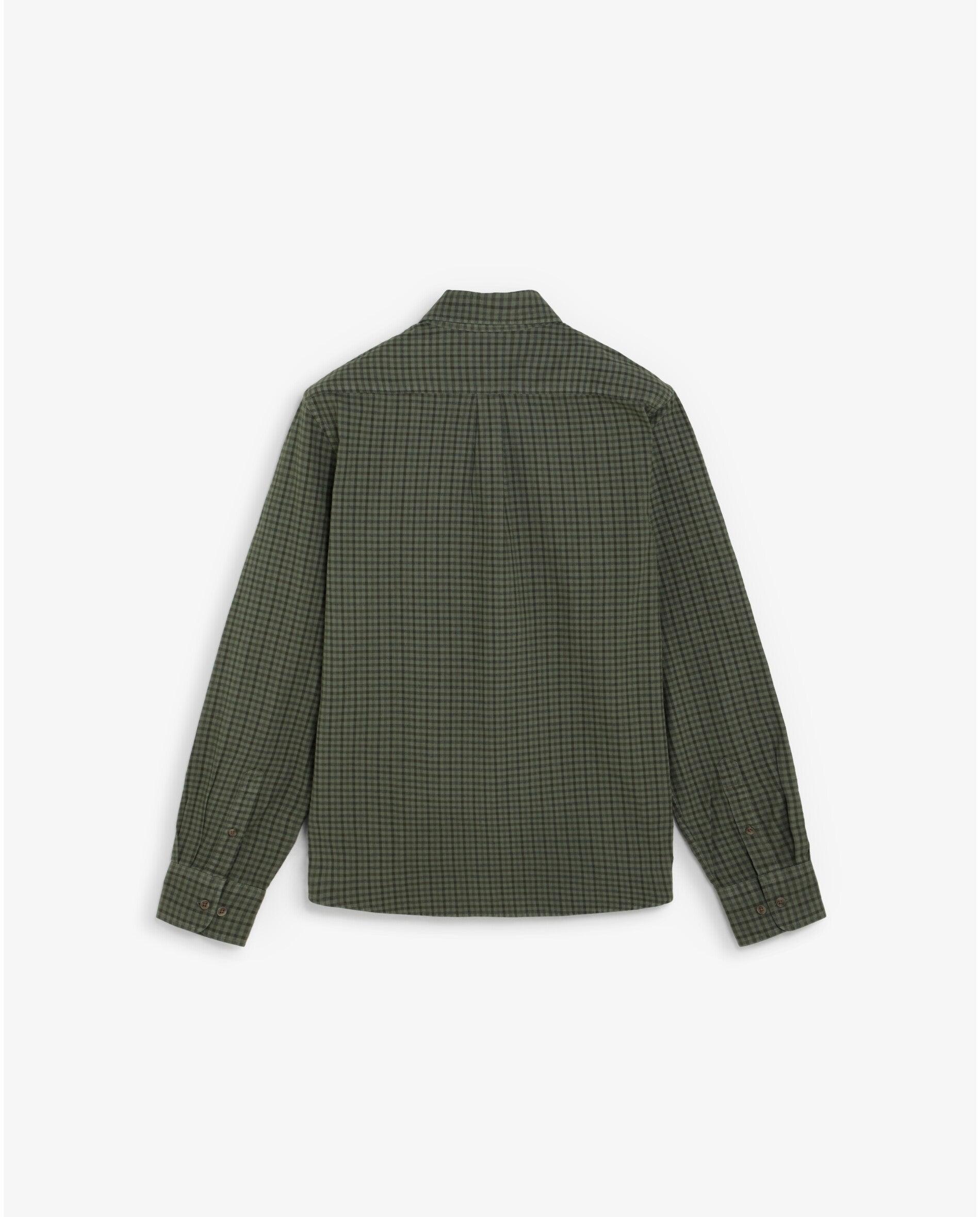 Camisa de cuadros de hombre regular fit con cuello abotonado - Scalpers - Verde militar Verde militar-2