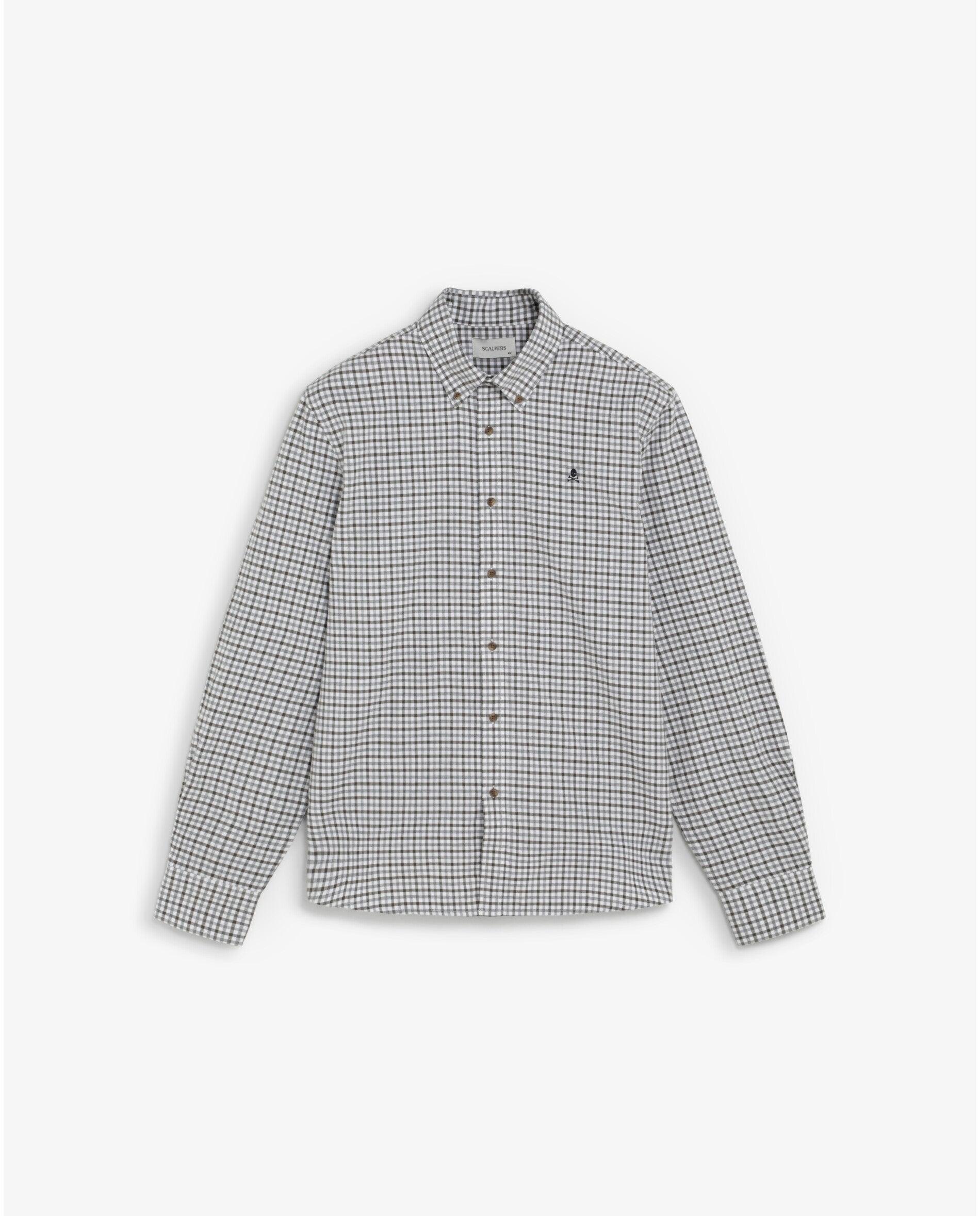 Camisa de cuadros de hombre regular fit con cuello abotonado - Scalpers - Crema Crema-1