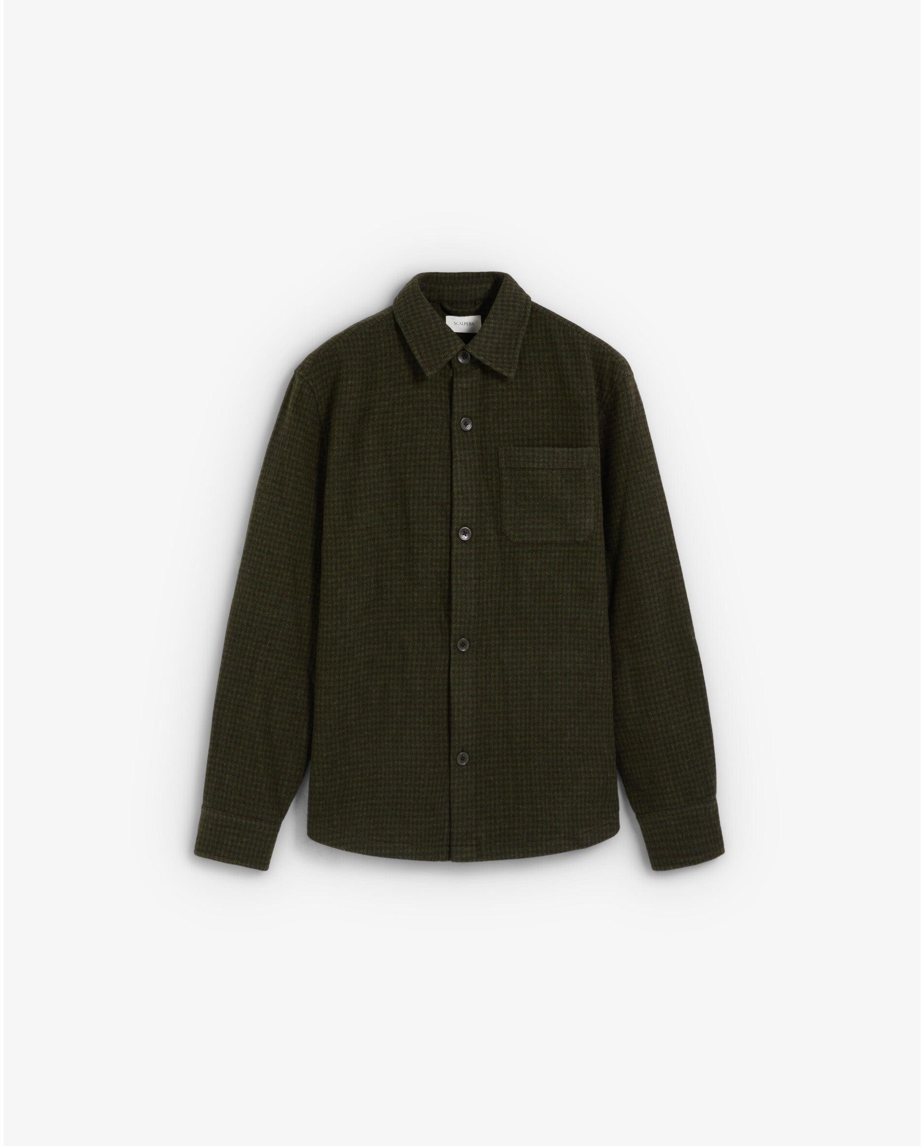 Imagen 1 de Sobrecamisa de hombre con bolsillo en el pecho y microestampado de cuadros Verde militar