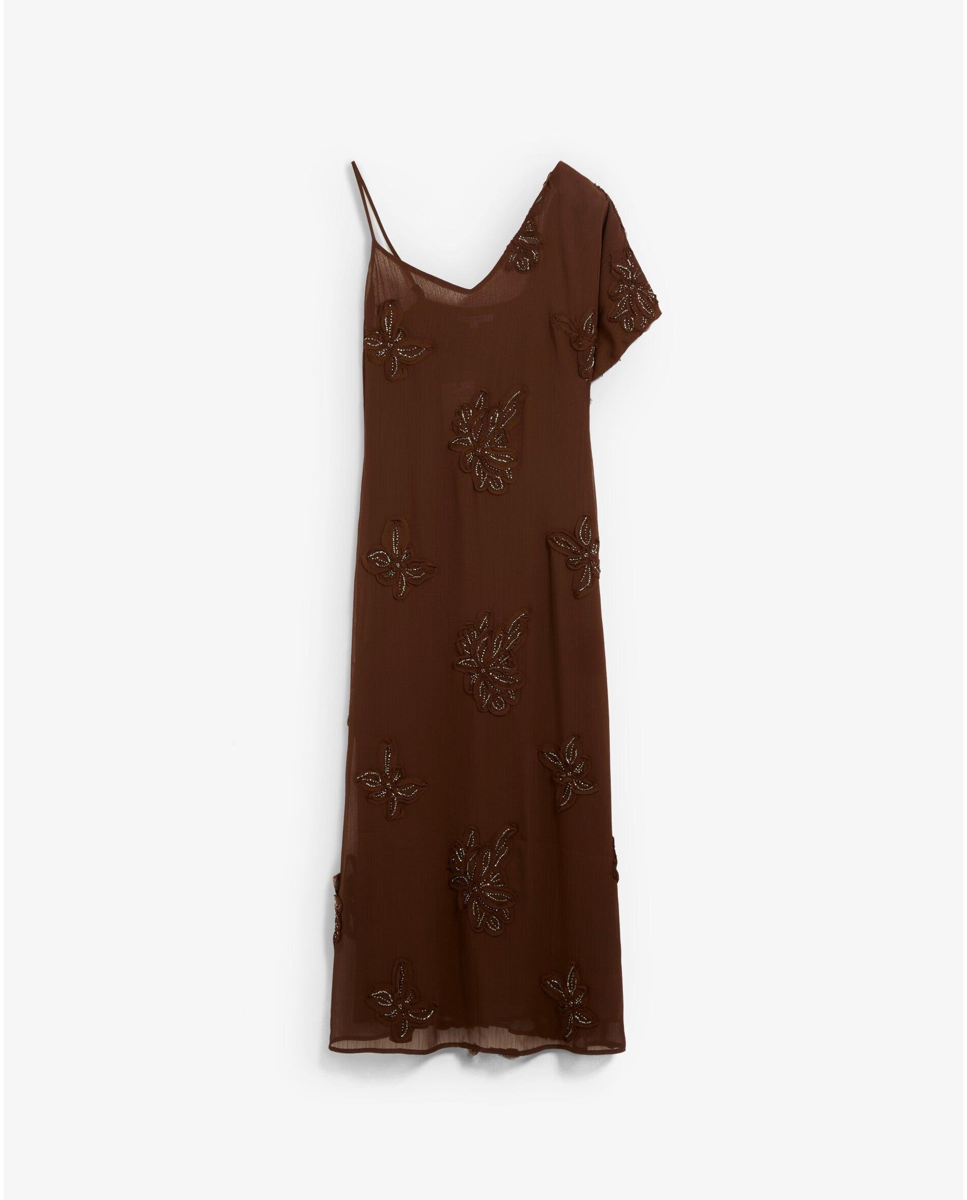 Vestido midi asimétrico con escote en pico - Scalpers - Caoba Caoba-6