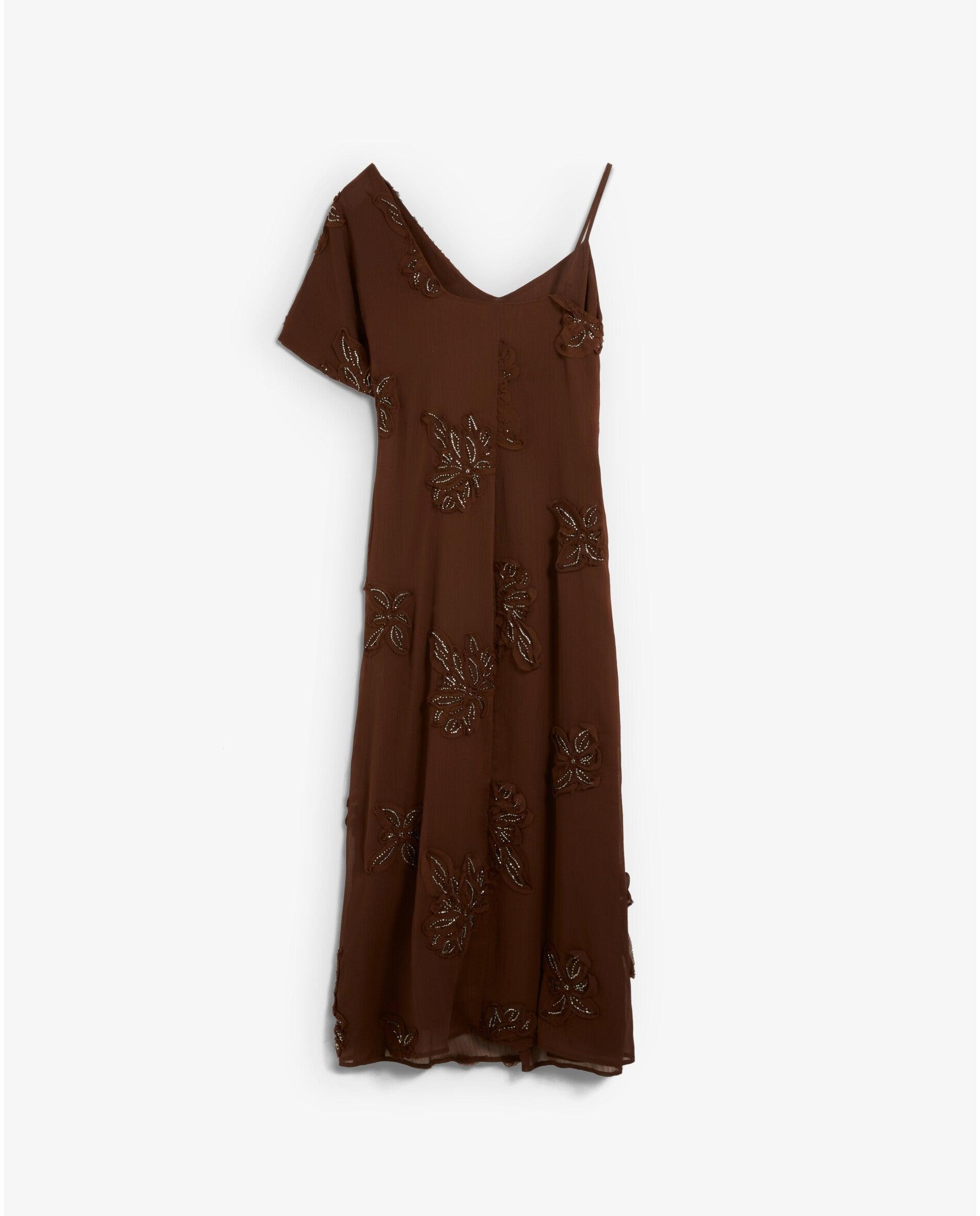 Vestido midi asimétrico con escote en pico - Scalpers - Caoba Caoba-5