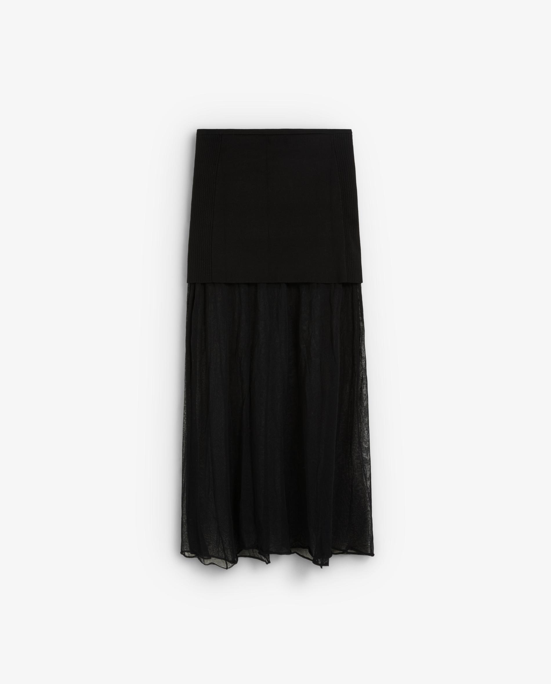 Falda larga combinada de corte recto - Scalpers - Negro Negro-4