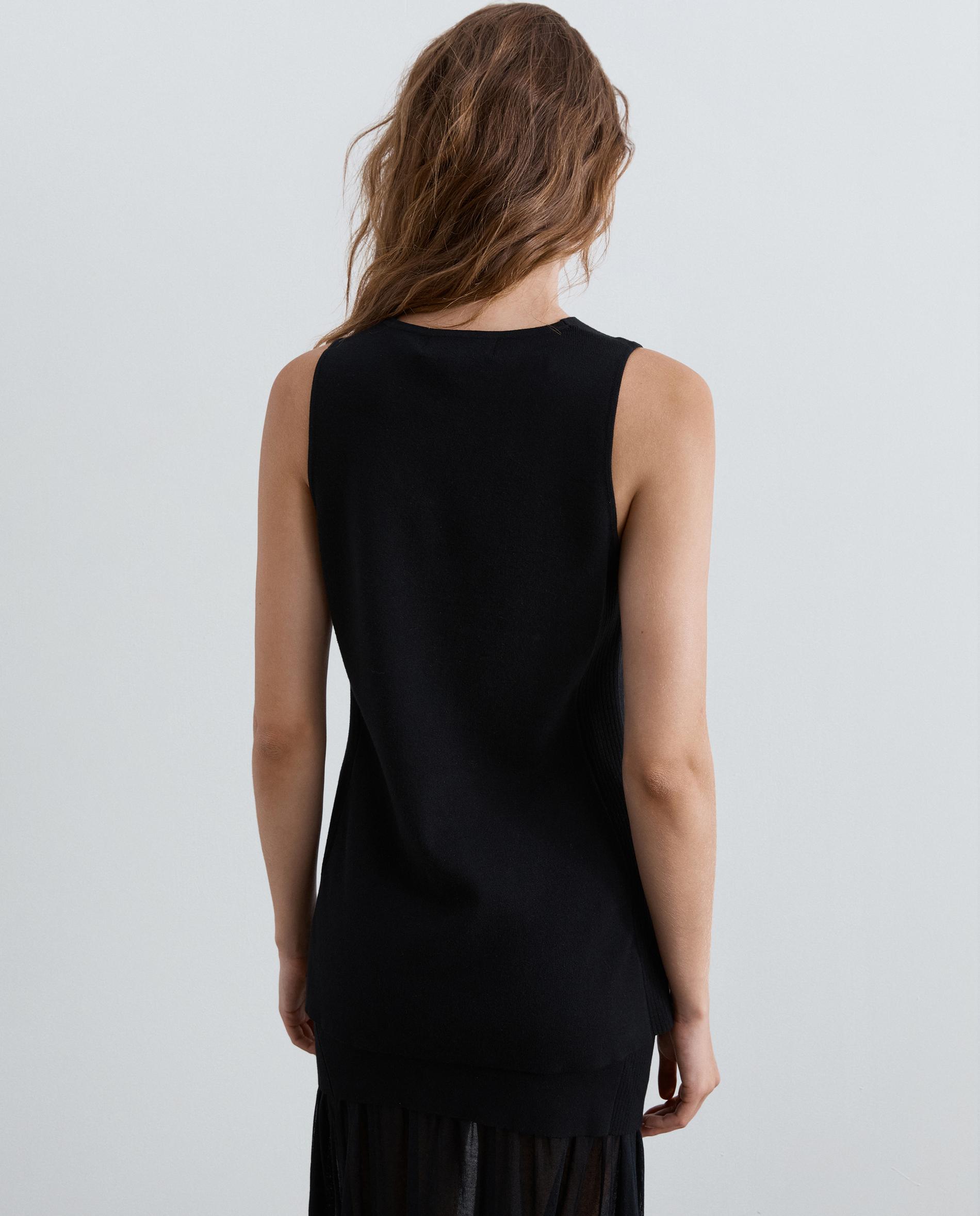 Chaleco de mujer de punto fino con escote de pico - Scalpers - Negro Negro-2
