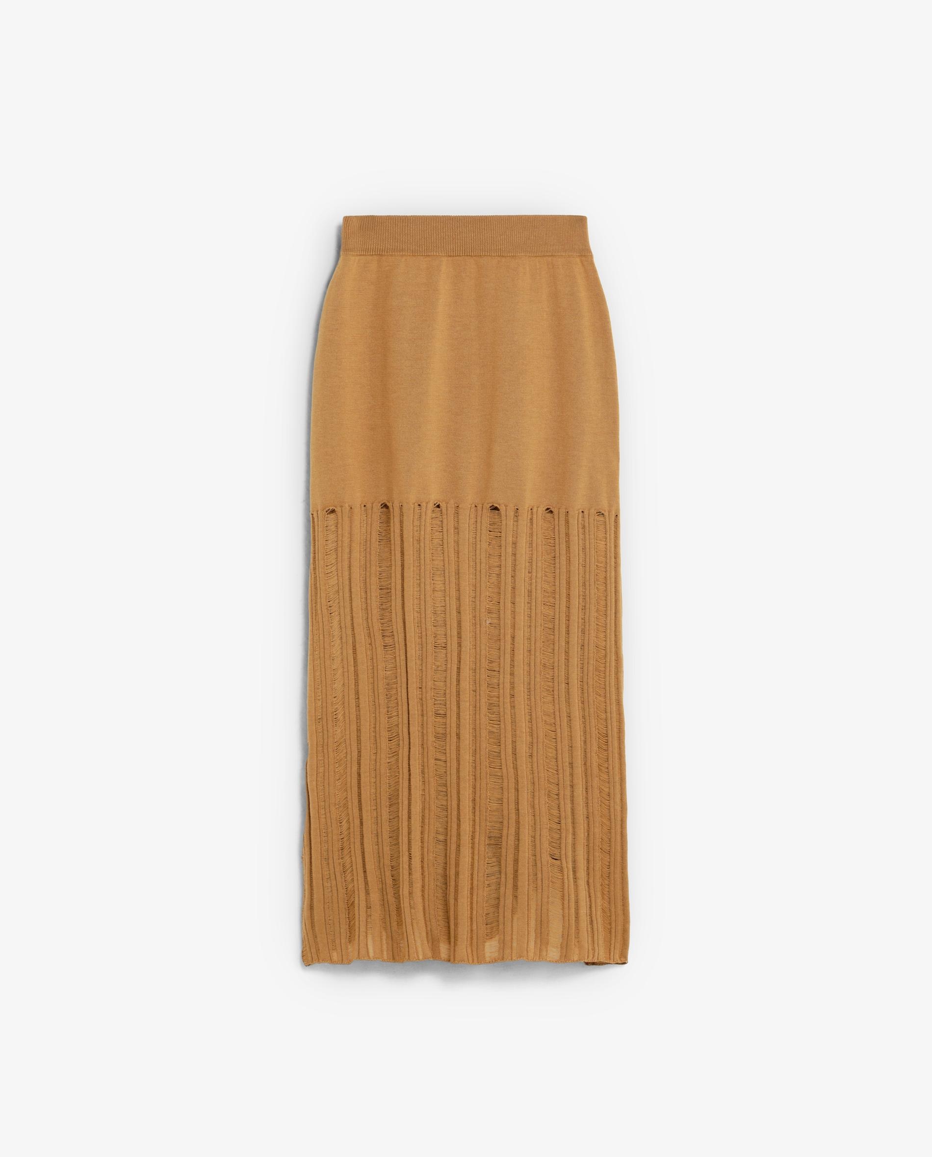 Falda de punto midi efecto deshilachado - Scalpers - Dorado Dorado-6