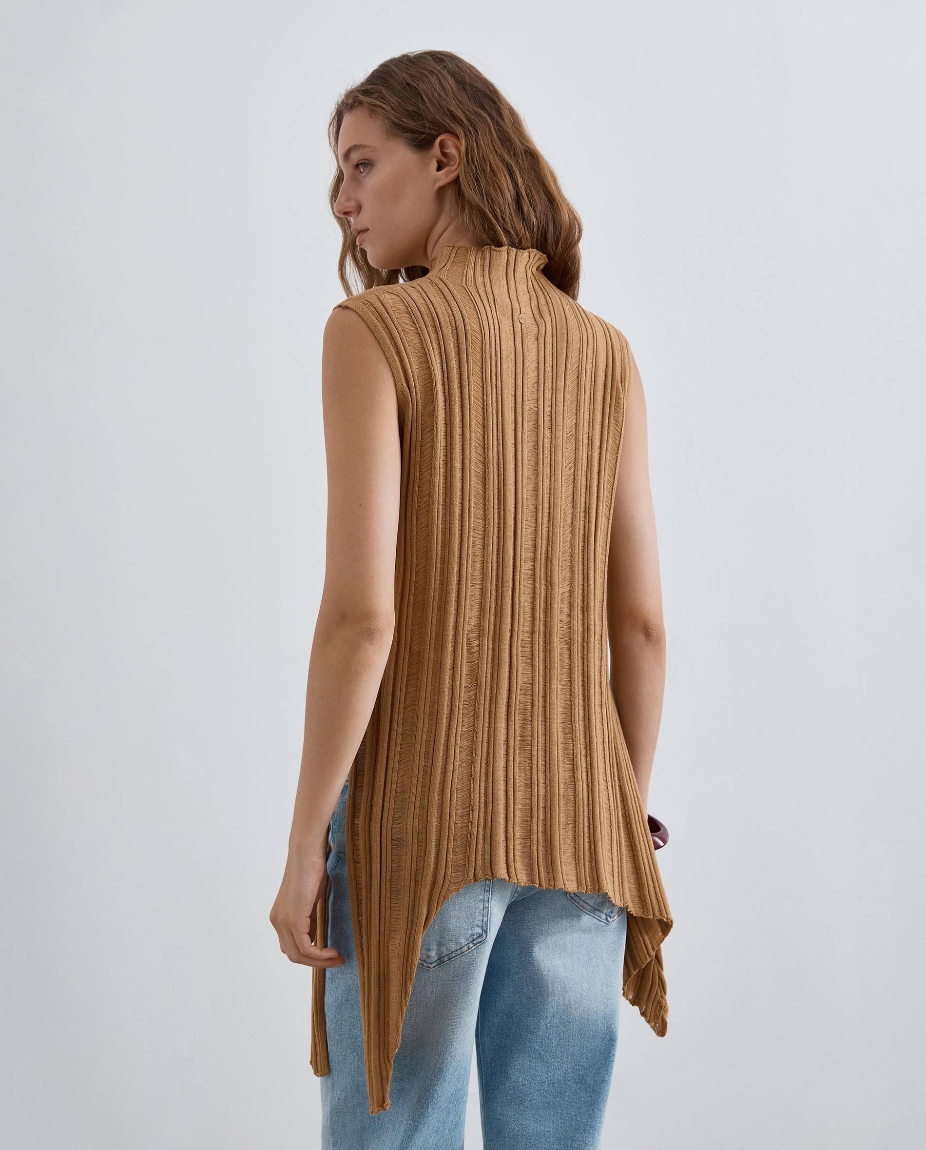 Top de punto de mujer calado efecto deshilachado - Scalpers - Dorado Dorado-2