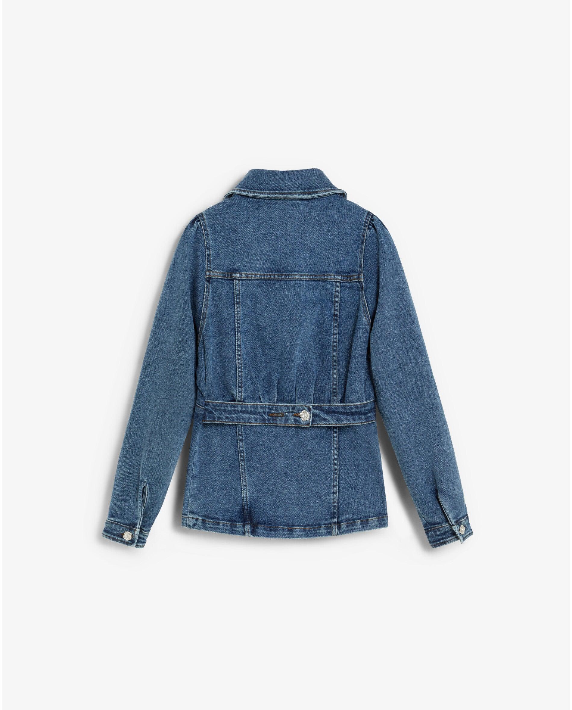 Imagen 4 de Camisa de mujer denim con cinturón trasero ajustable - Scalpers - Índigo Índigo
