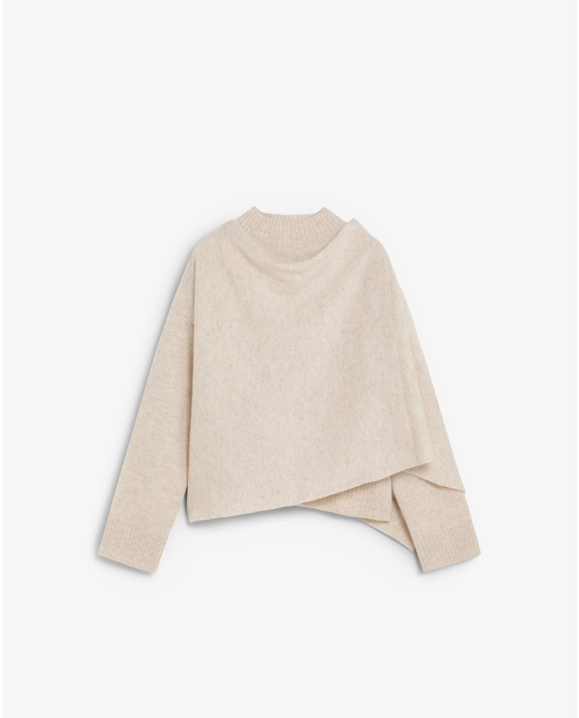 Imagen 0 de Jersey de mujer efecto capa con cuello perkins Beige