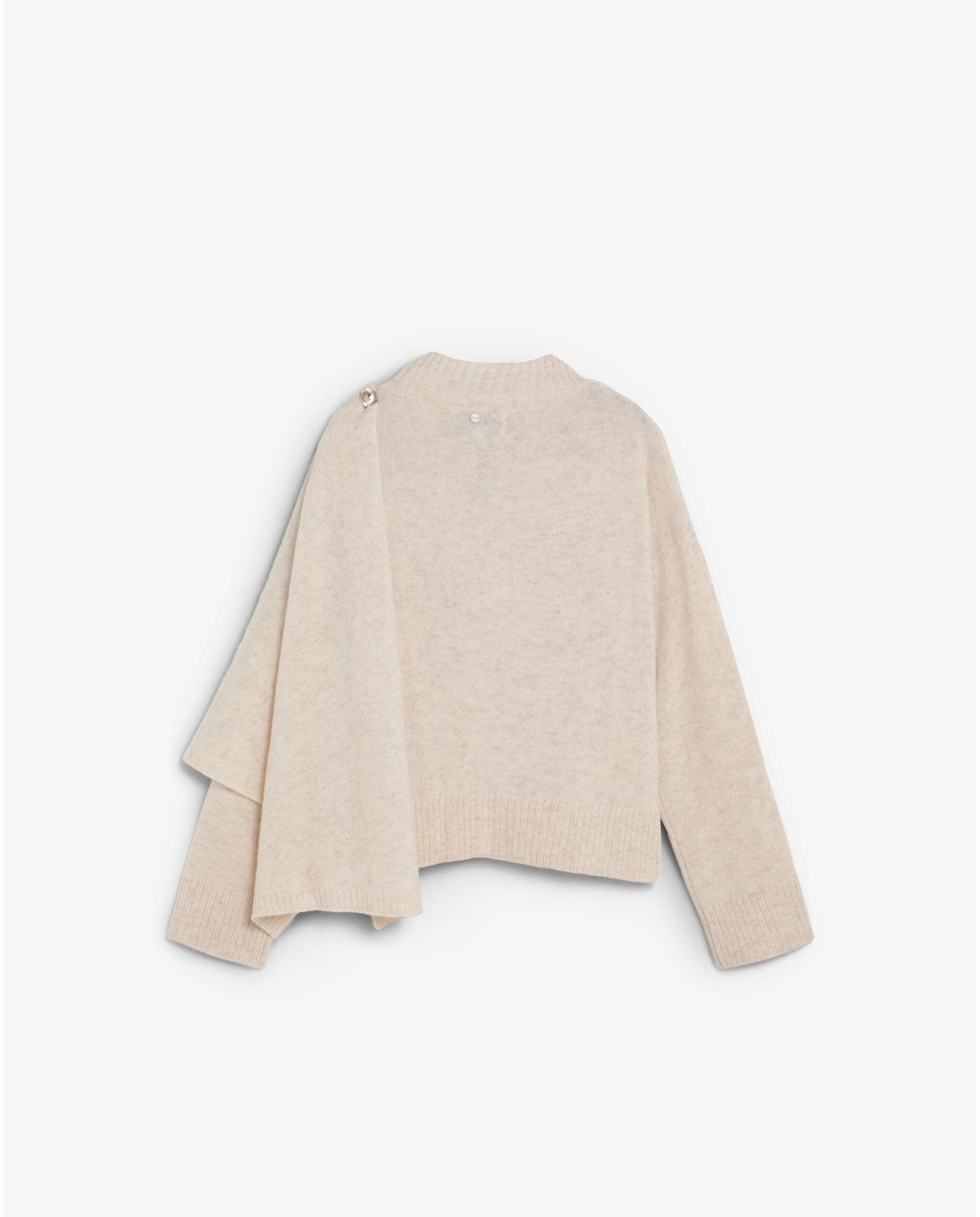 Jersey de mujer efecto capa con cuello perkins - Scalpers - Beige Beige-2