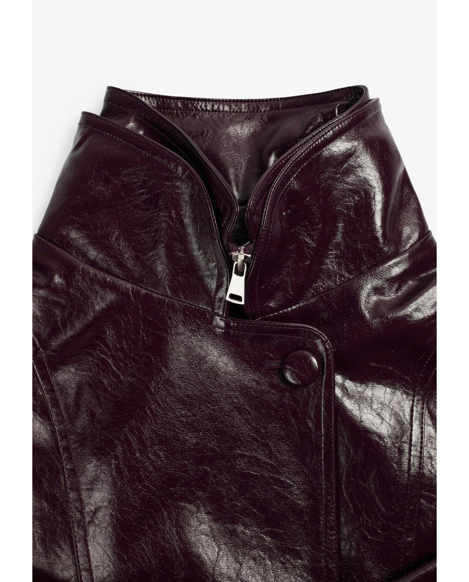 Chaqueta de mujer relaxed fit efecto charol - Scalpers - Burdeos Burdeos-4
