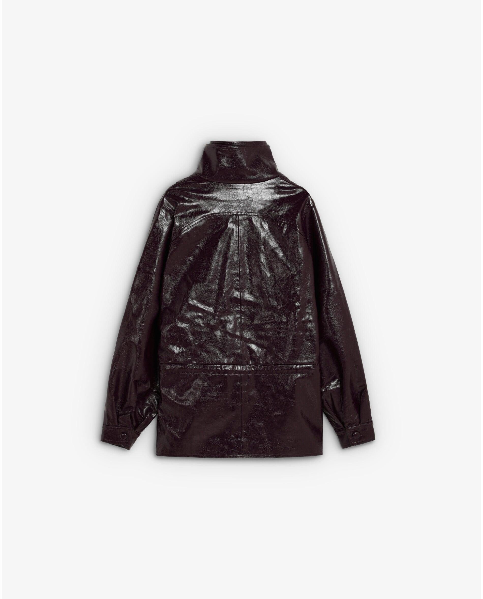 Chaqueta de mujer relaxed fit efecto charol - Scalpers - Burdeos Burdeos-6