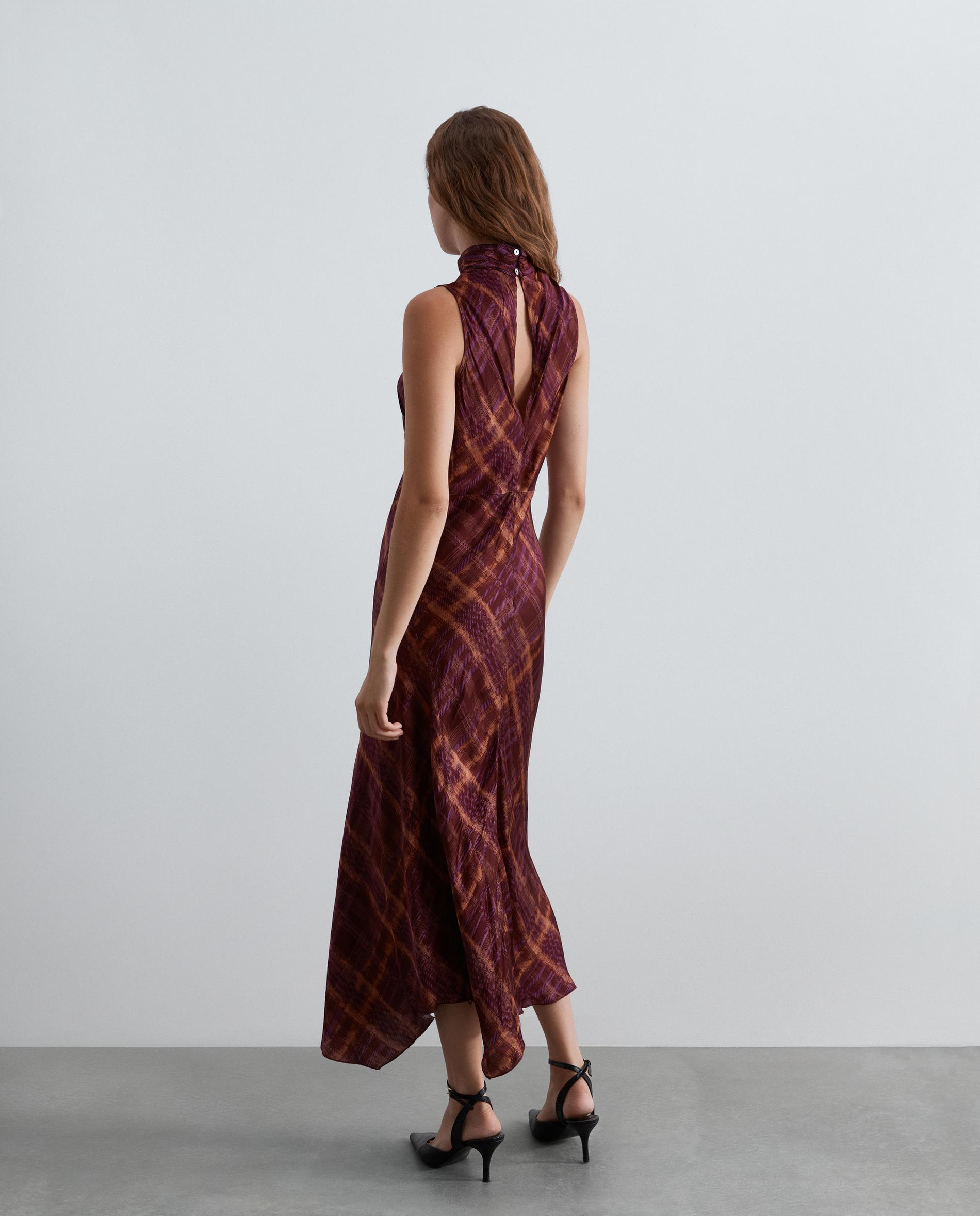 Vestido largo sin mangas con estampado de cuadros - Scalpers - Terracota Terracota-3