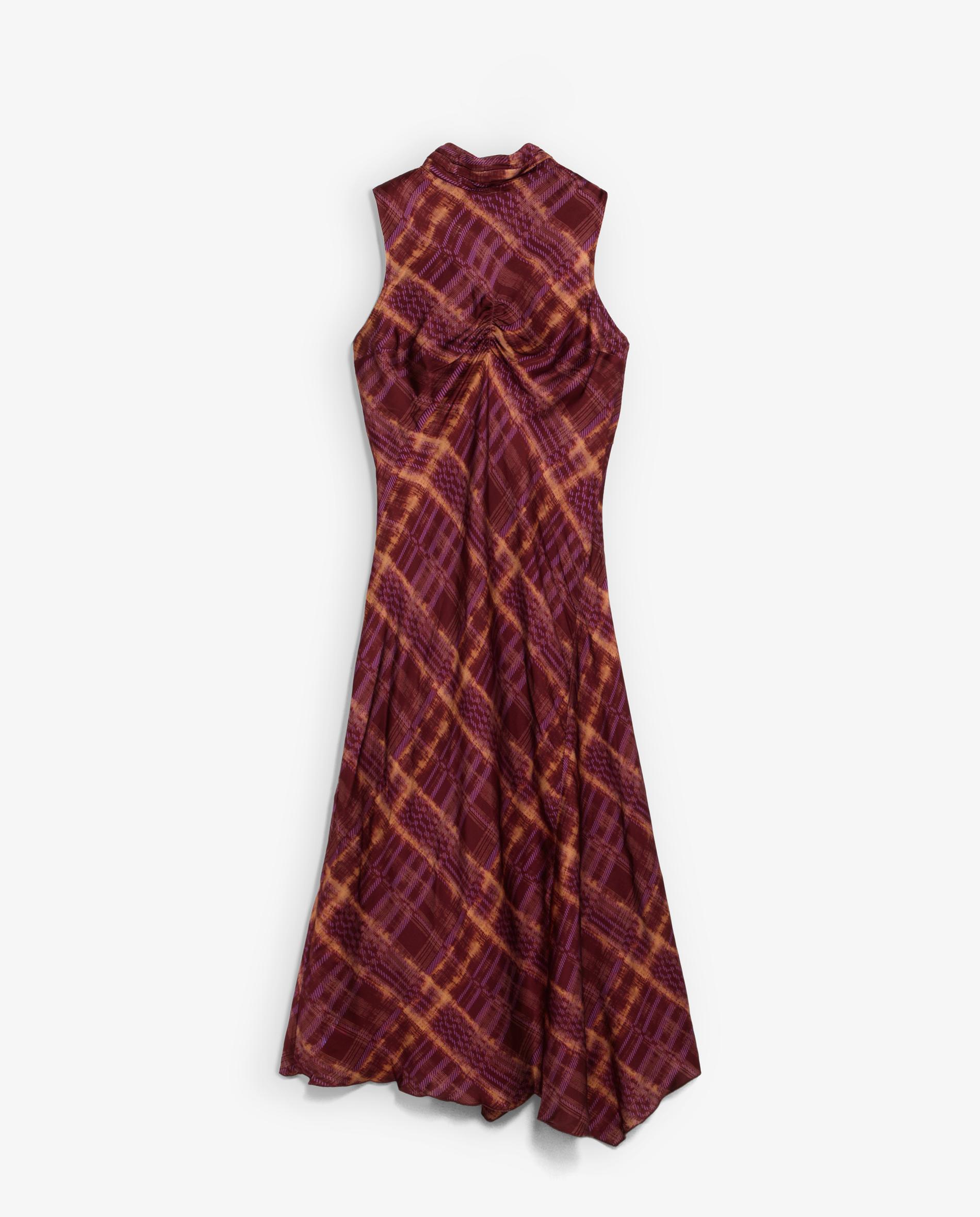 Vestido largo sin mangas con estampado de cuadros - Scalpers - Terracota Terracota-6