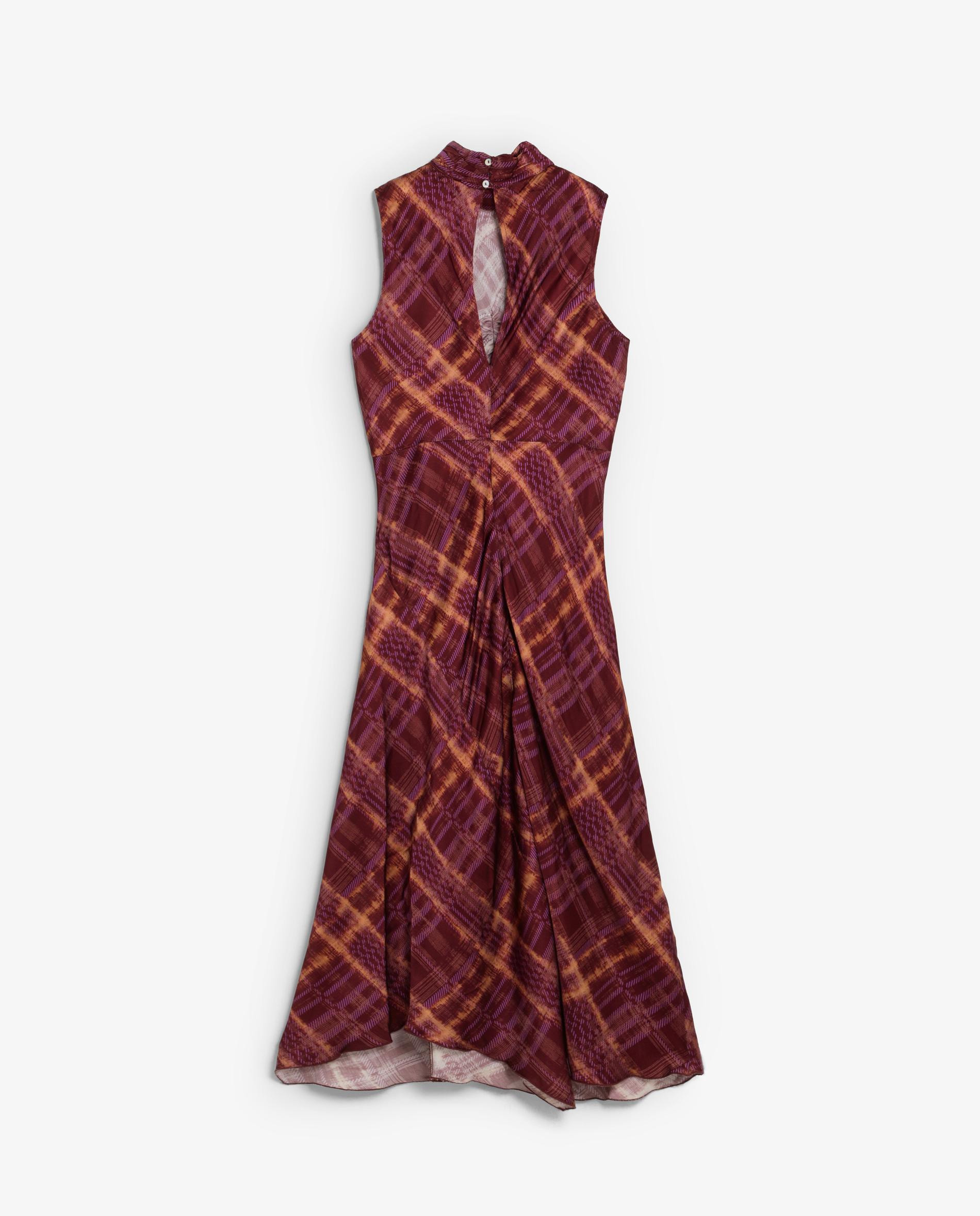 Vestido largo sin mangas con estampado de cuadros - Scalpers - Terracota Terracota-5