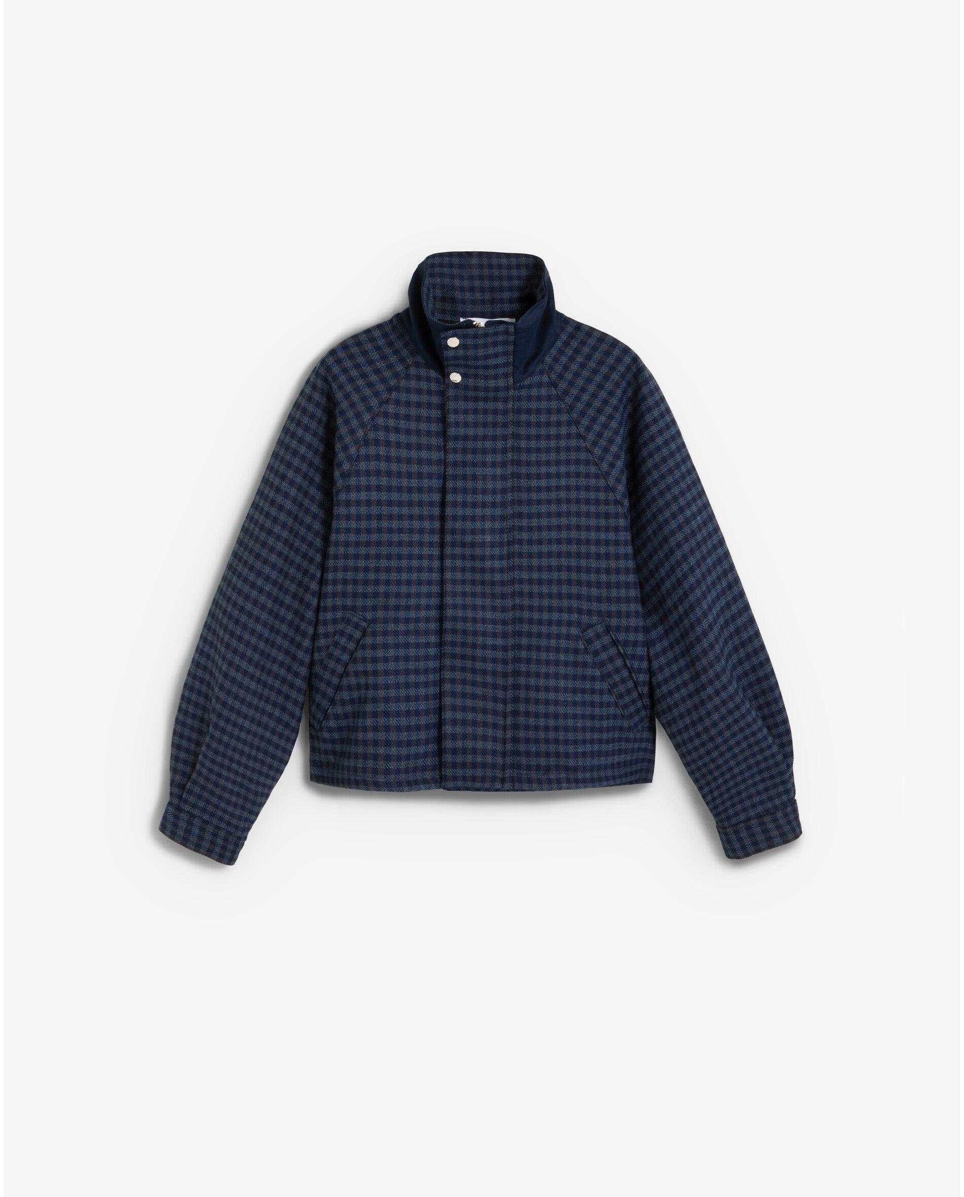 Imagen 0 de Chaqueta de mujer con cuello alto y estampado de cuadros Azul oscuro