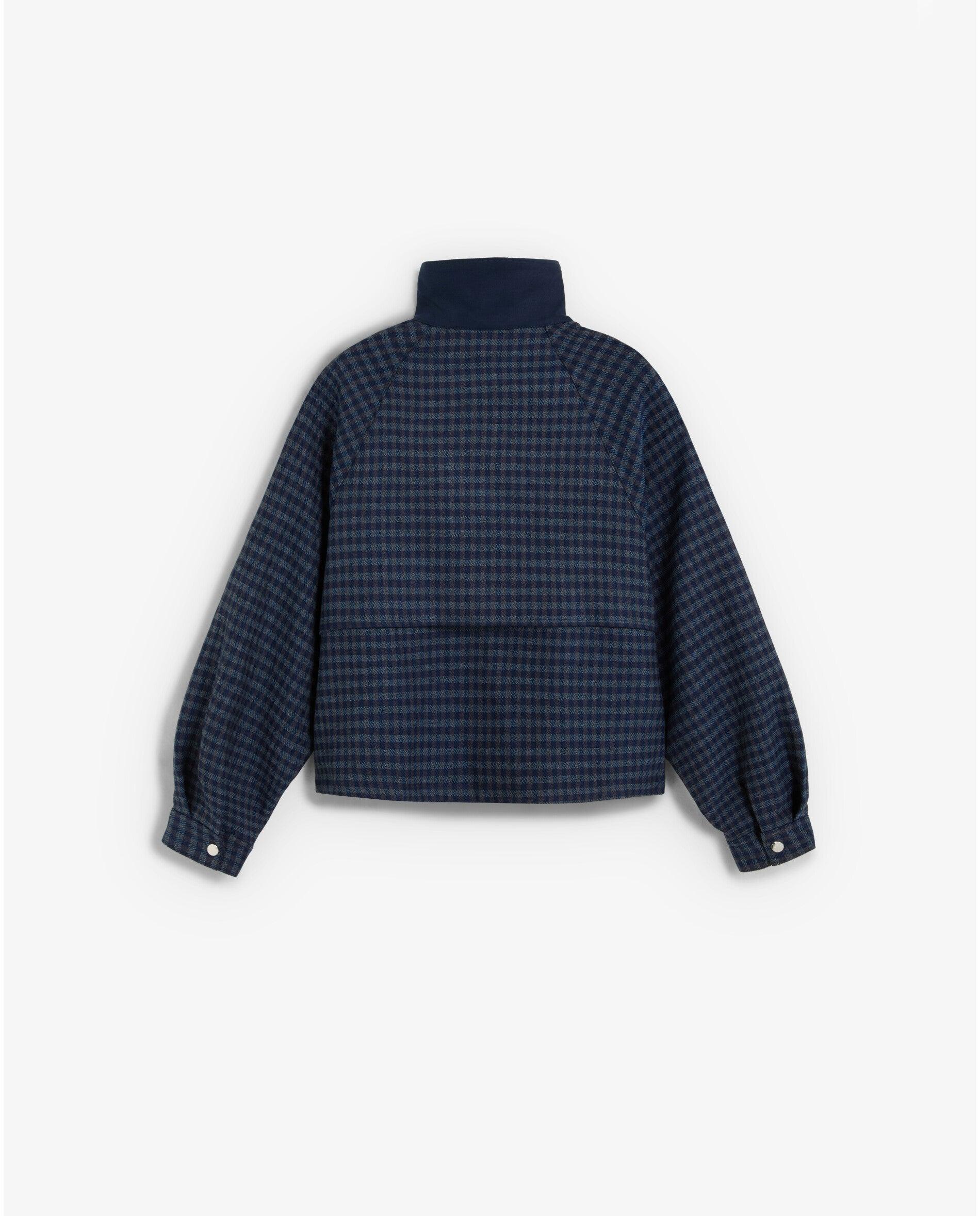 Chaqueta de mujer con cuello alto y estampado de cuadros - Scalpers - Azul oscuro Azul oscuro-3
