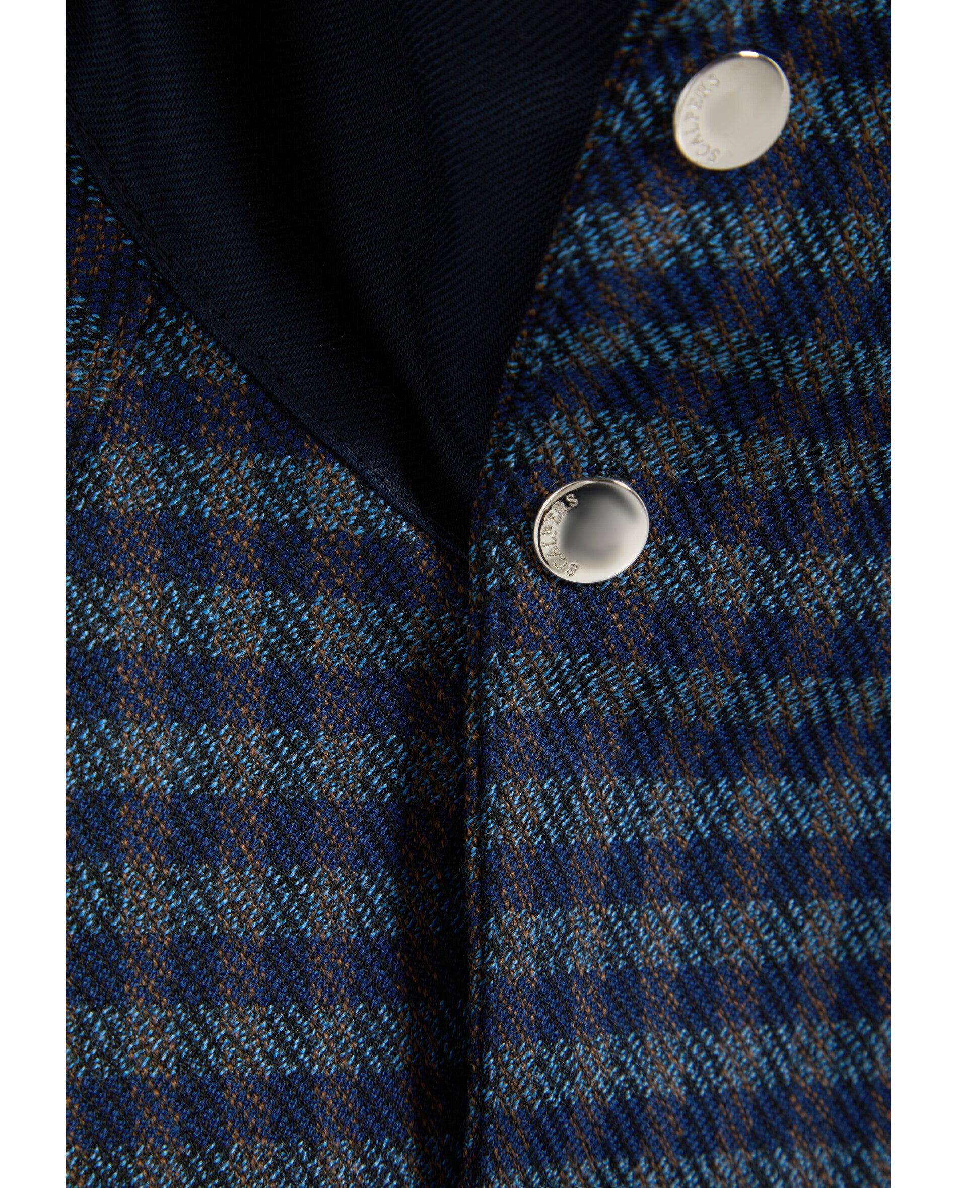 Chaqueta de mujer con cuello alto y estampado de cuadros - Scalpers - Azul oscuro Azul oscuro-2