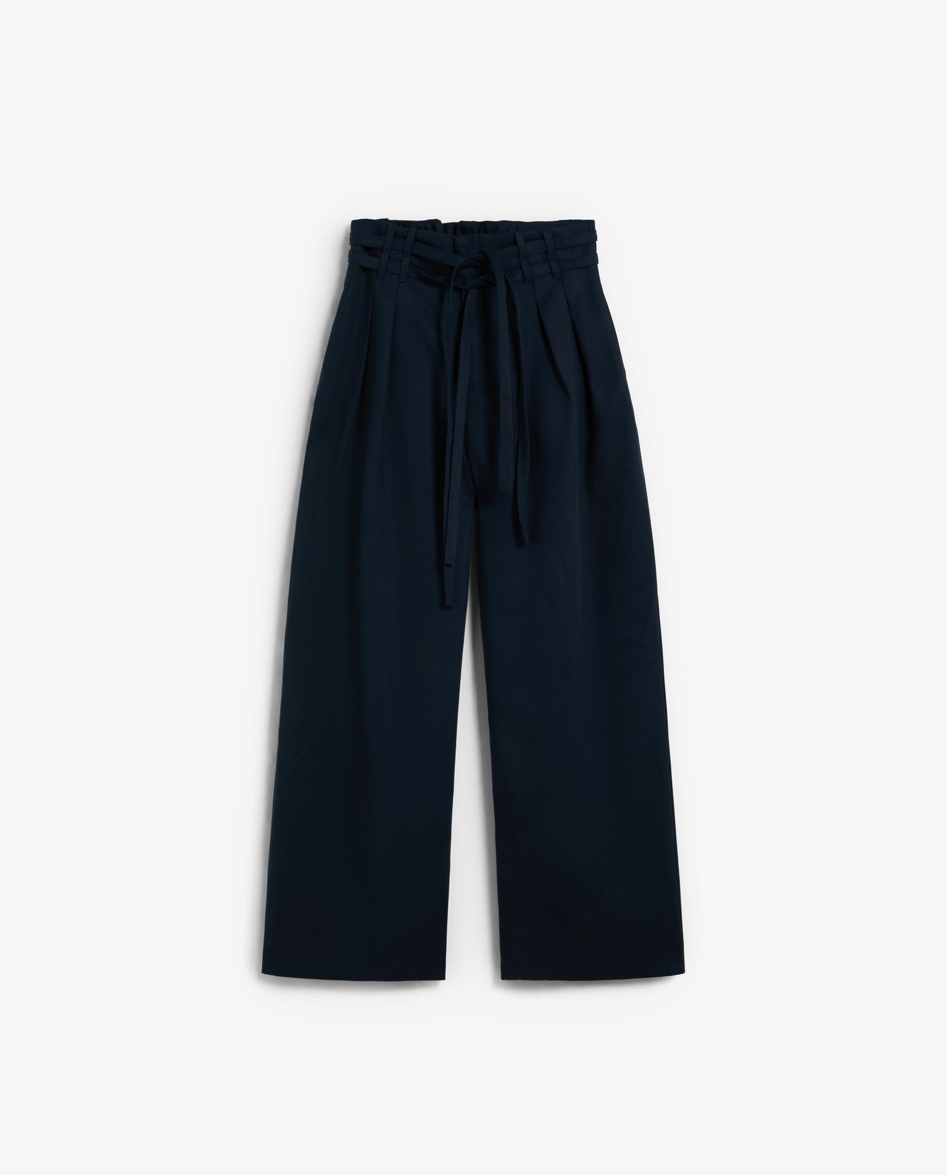 Imagen 4 de Pantalón ancho de mujer con pinzas y lazada a tono - Scalpers - Azul marino Azul marino