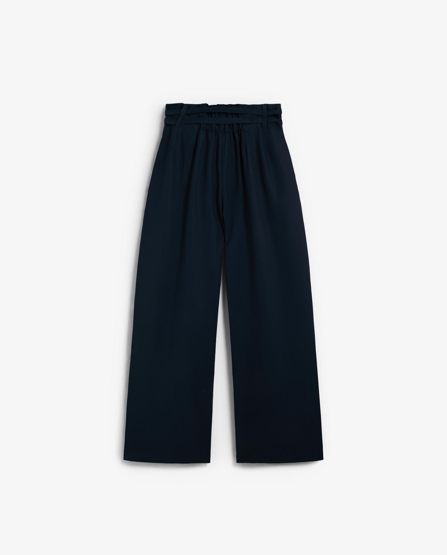 Imagen 5 de Pantalón ancho de mujer con pinzas y lazada a tono - Scalpers - Azul marino Azul marino