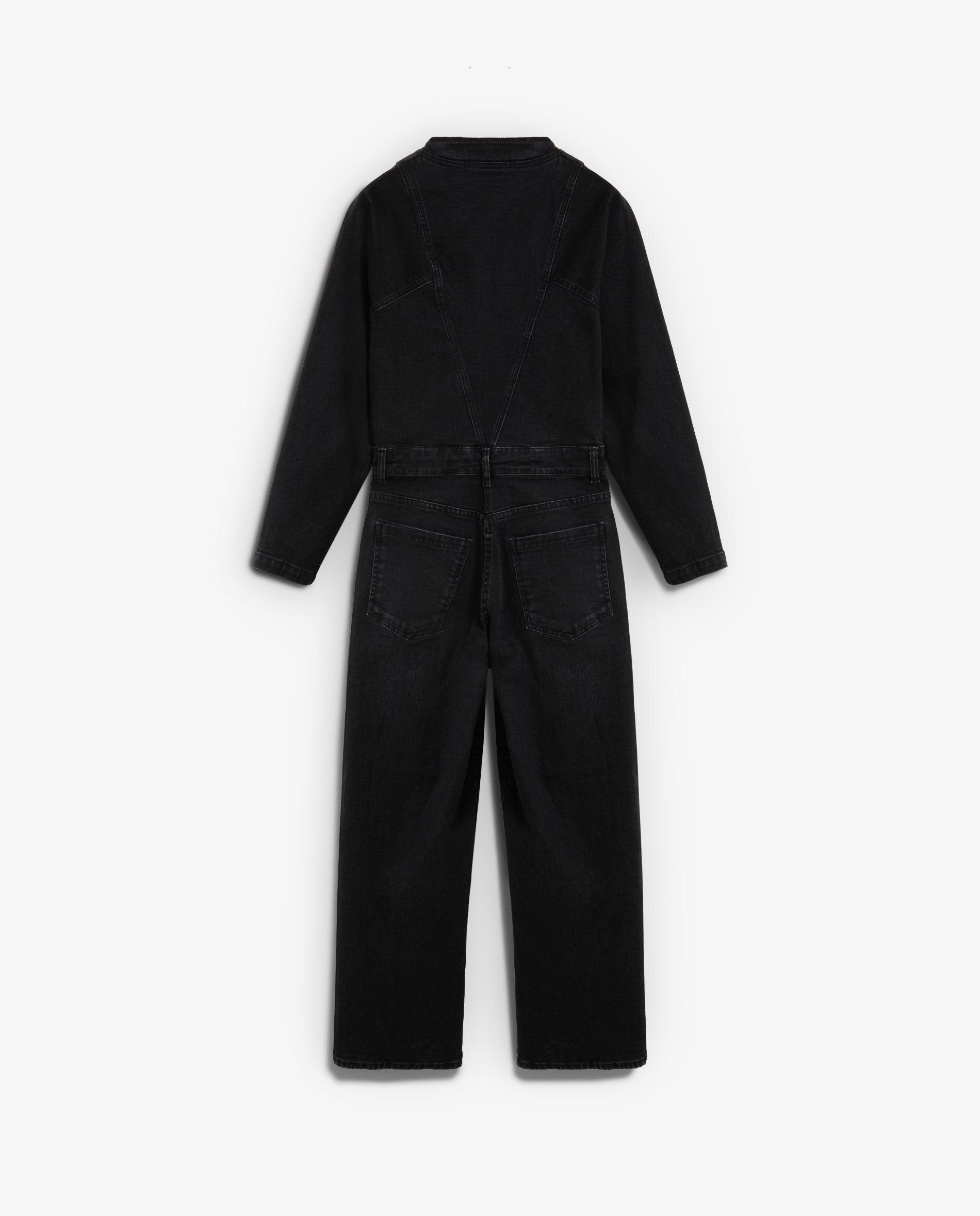 Imagen 2 de Mono de mujer vaquero con cuello alto y cierre asimétrico lateral - Scalpers - Negro Negro