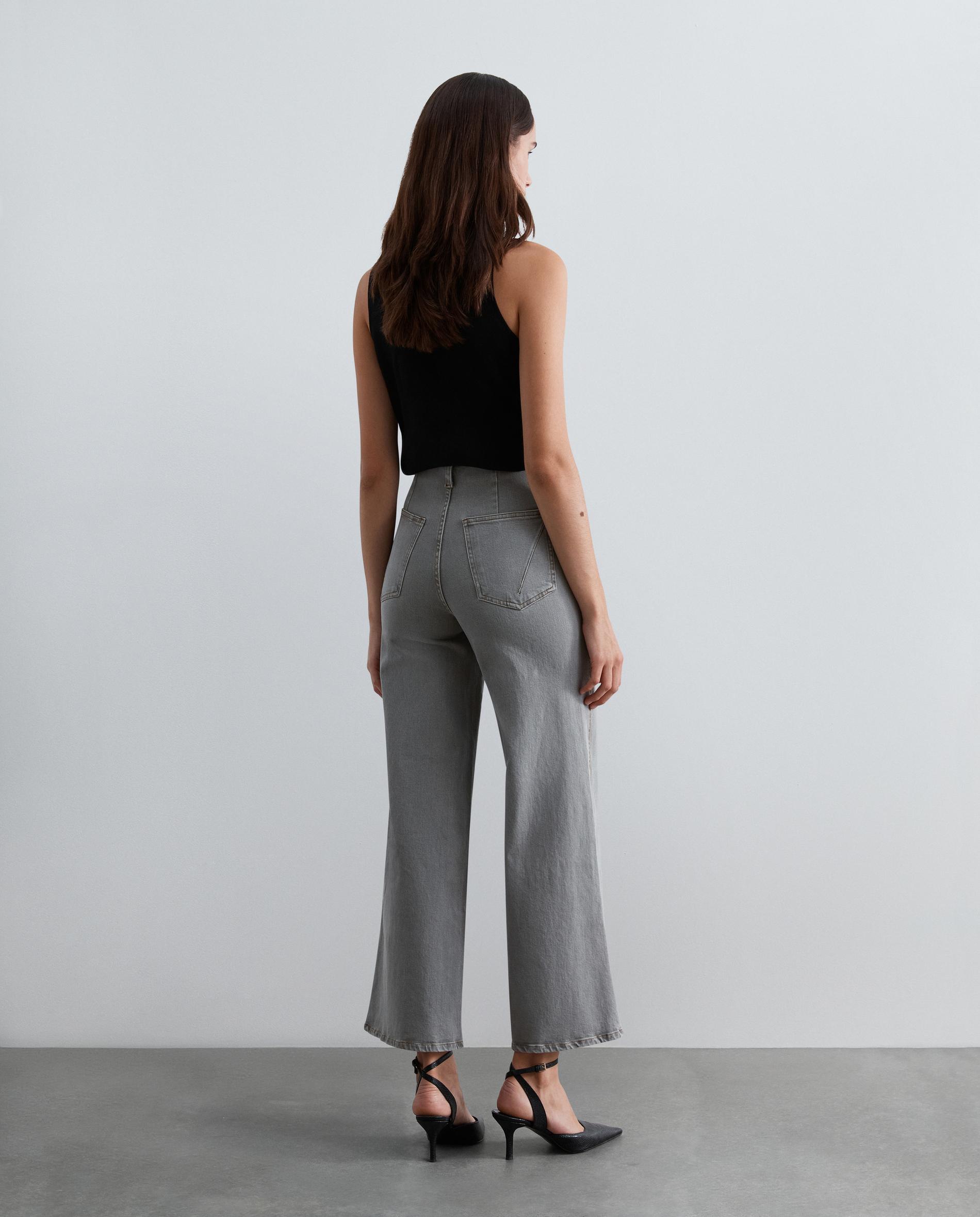 Vaquero ancho de mujer con costuras y cinturilla de una sola pieza - Scalpers - Gris Gris-3