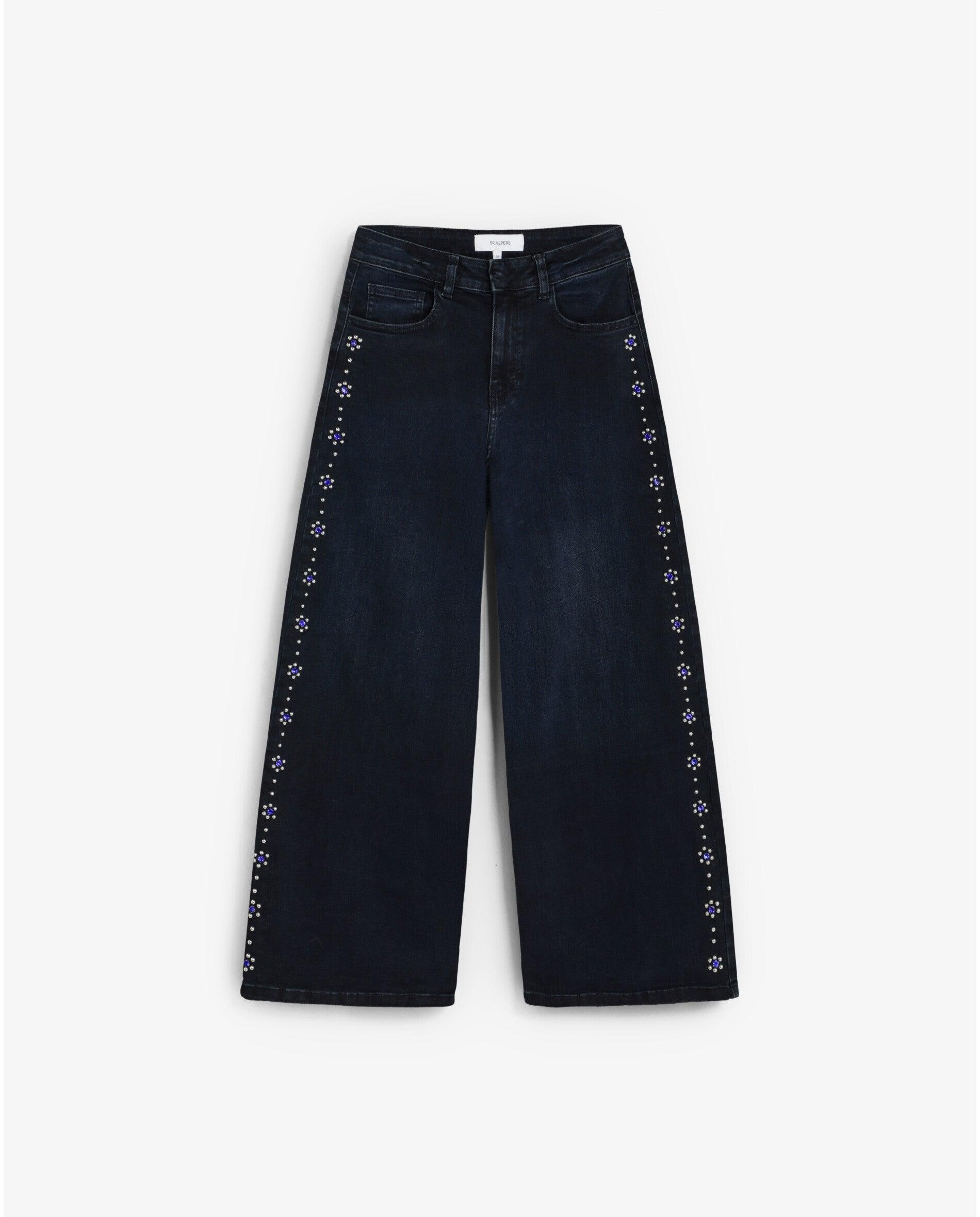 Vaquero de mujer culotte con studs decorativos - Scalpers - Marino Marino-1