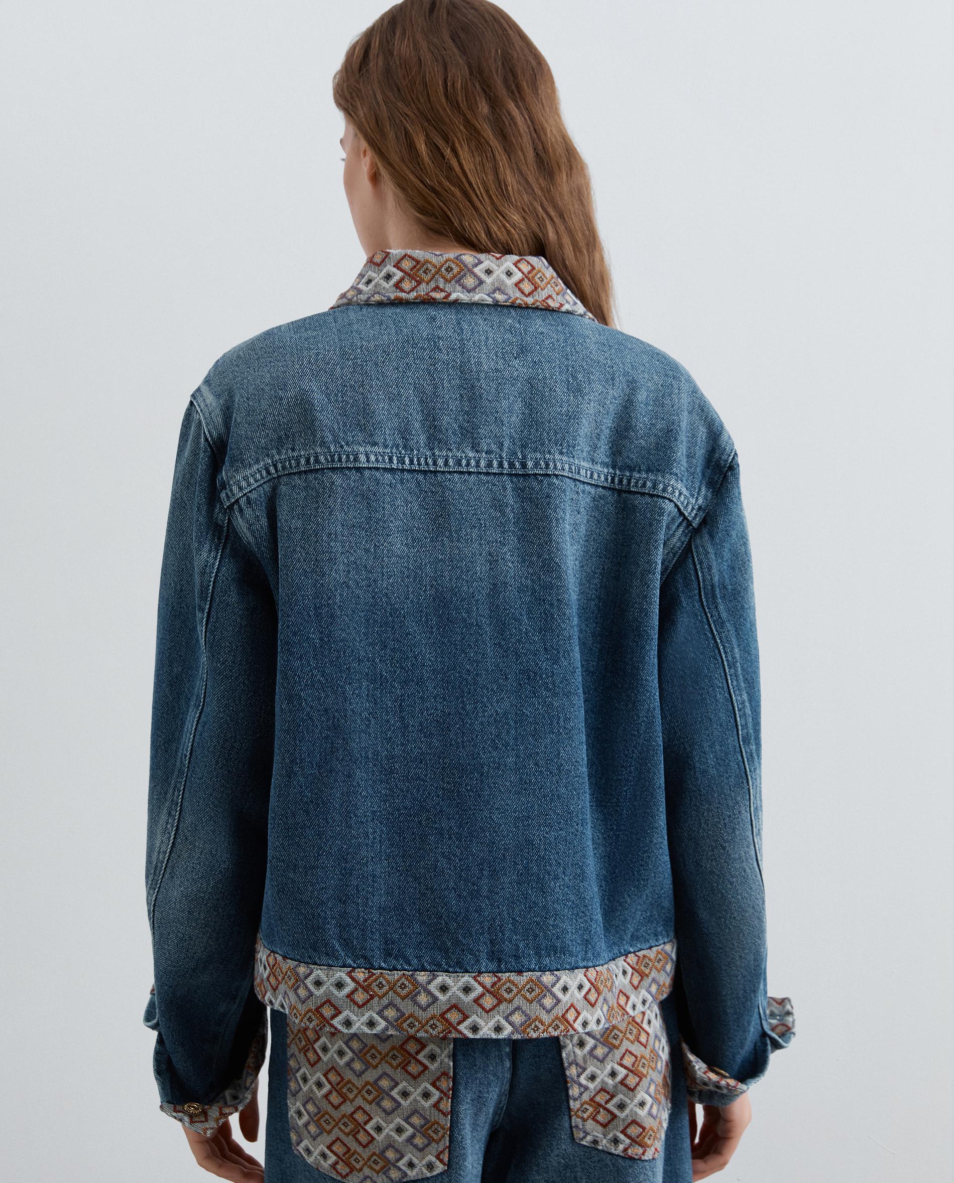 Cazadora vaquera de mujer regular fit con detalles étnicos - Scalpers - Índigo Índigo-2