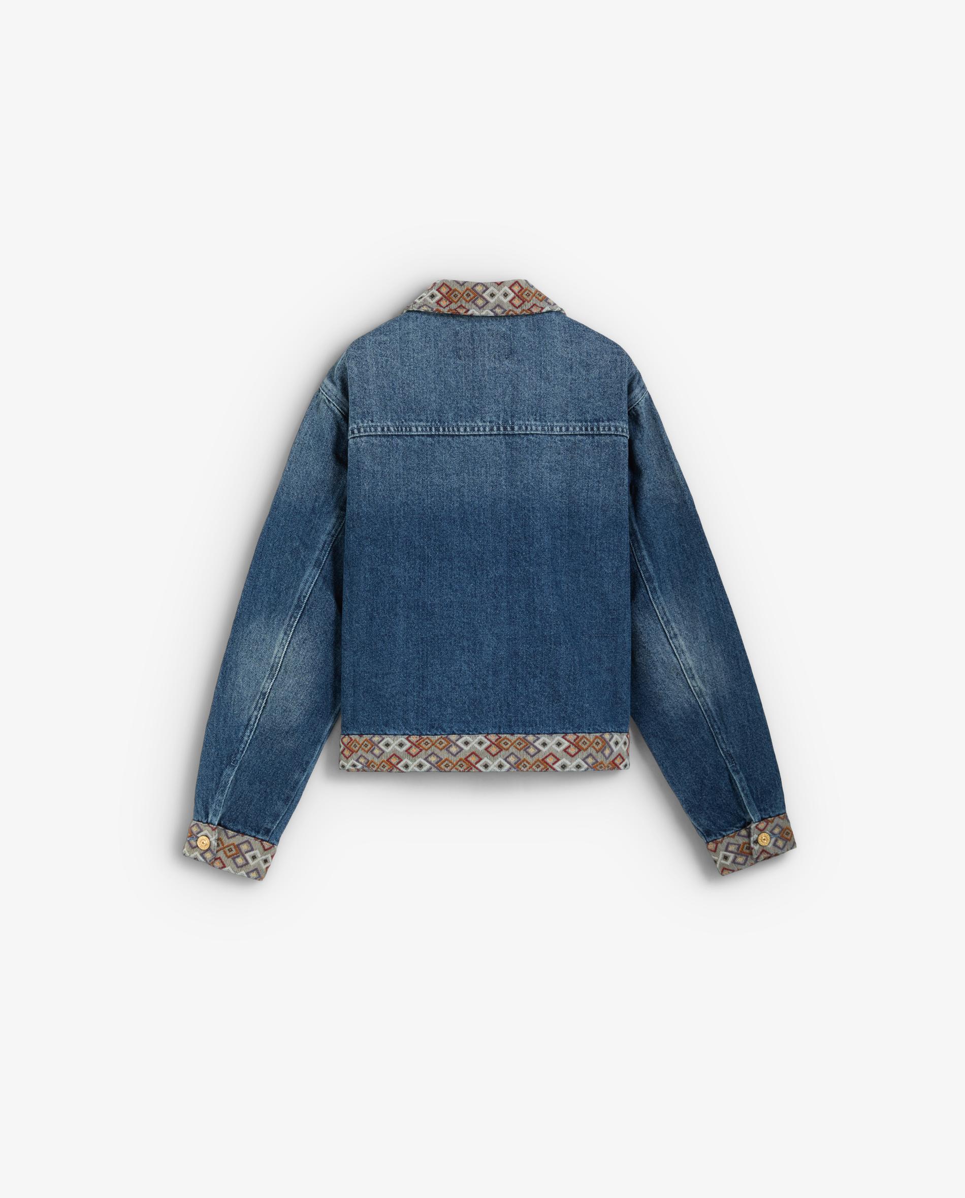 Cazadora vaquera de mujer regular fit con detalles étnicos - Scalpers - Índigo Índigo-4
