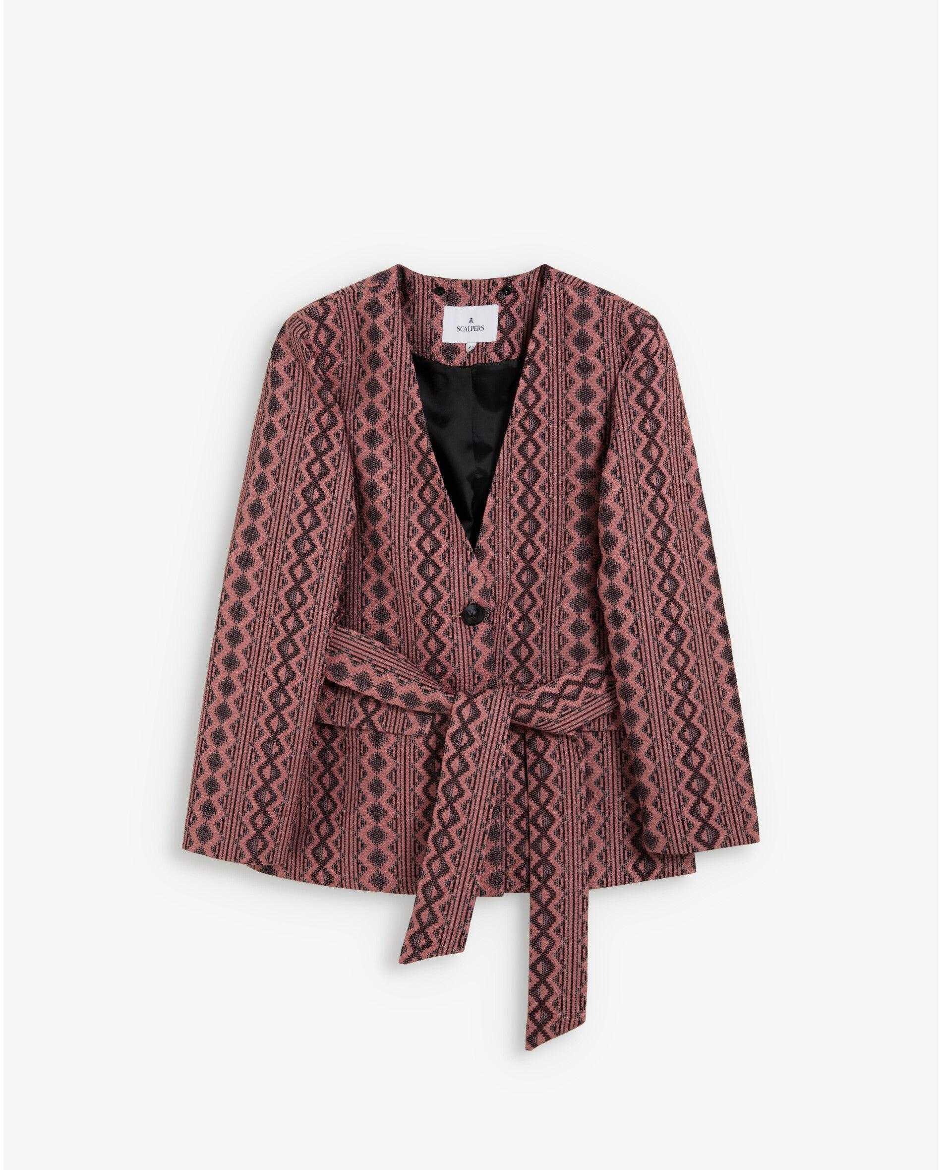 Chaqueta de mujer estampada con cinturón ajustable - Scalpers - Rosa Rosa-1