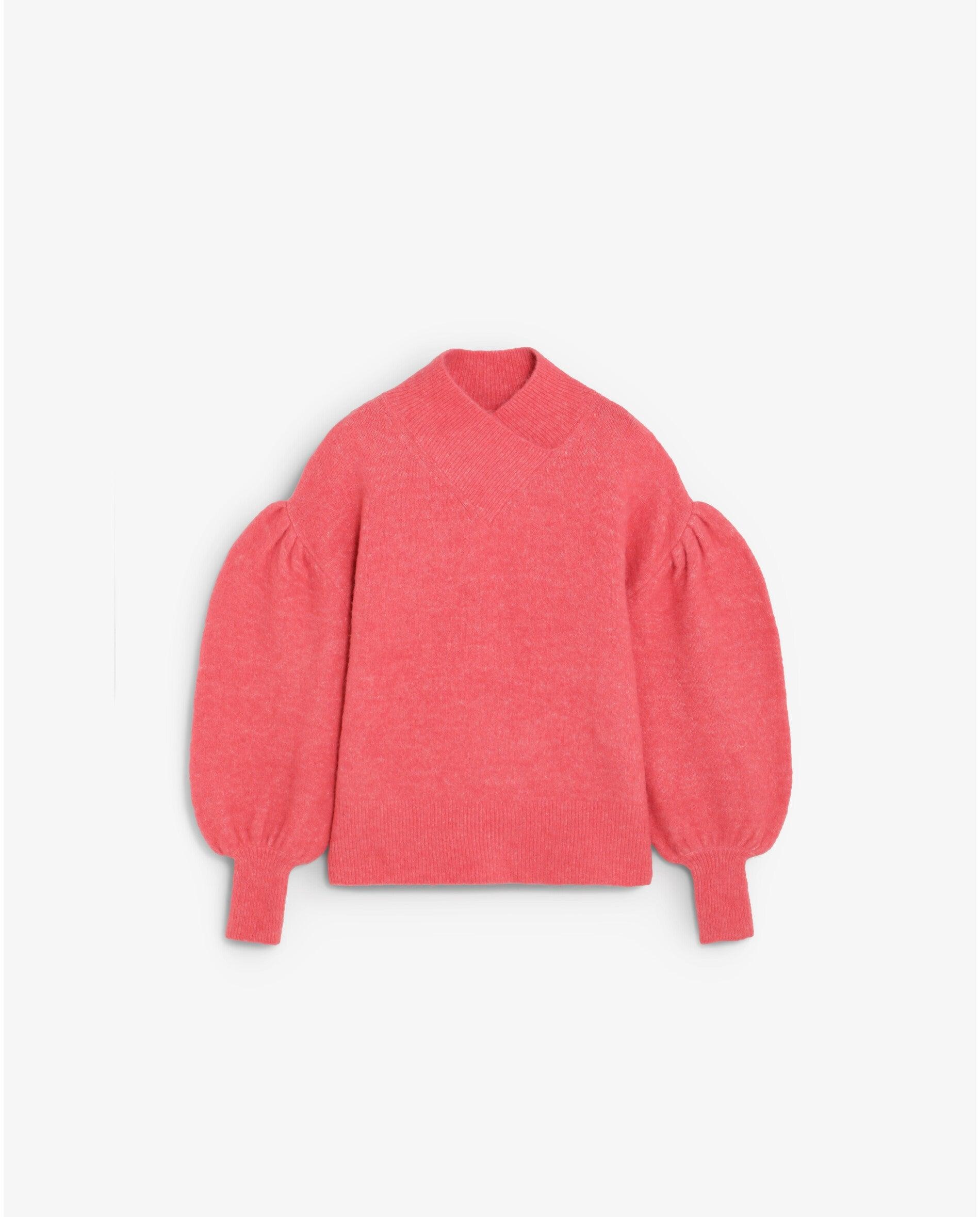 Imagen 0 de Jersey de mujer con cuello cruzado y mangas abullonadas Coral