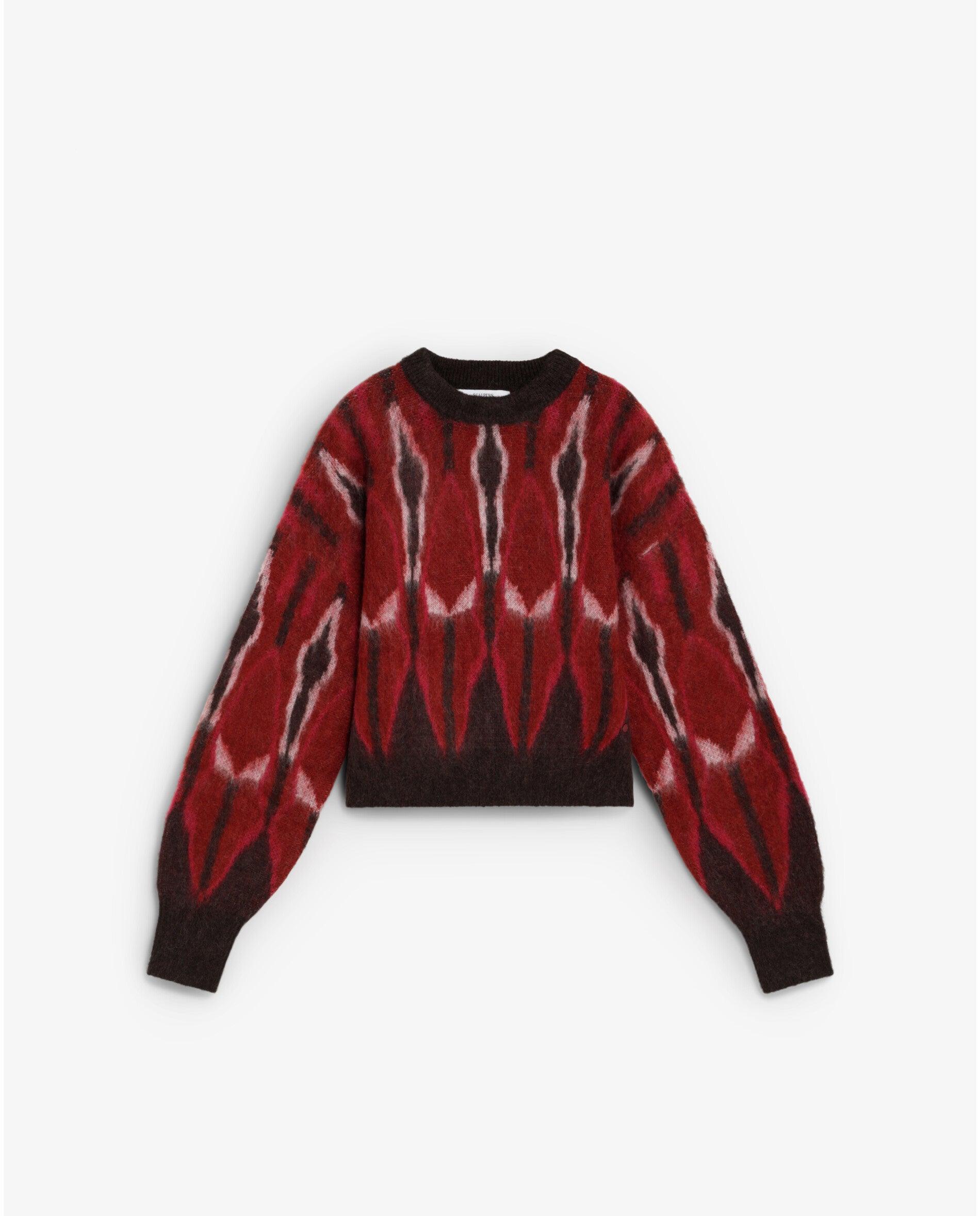 Imagen 0 de Jersey de mujer tie dye con mangas ligeramente abullonadas Rojo