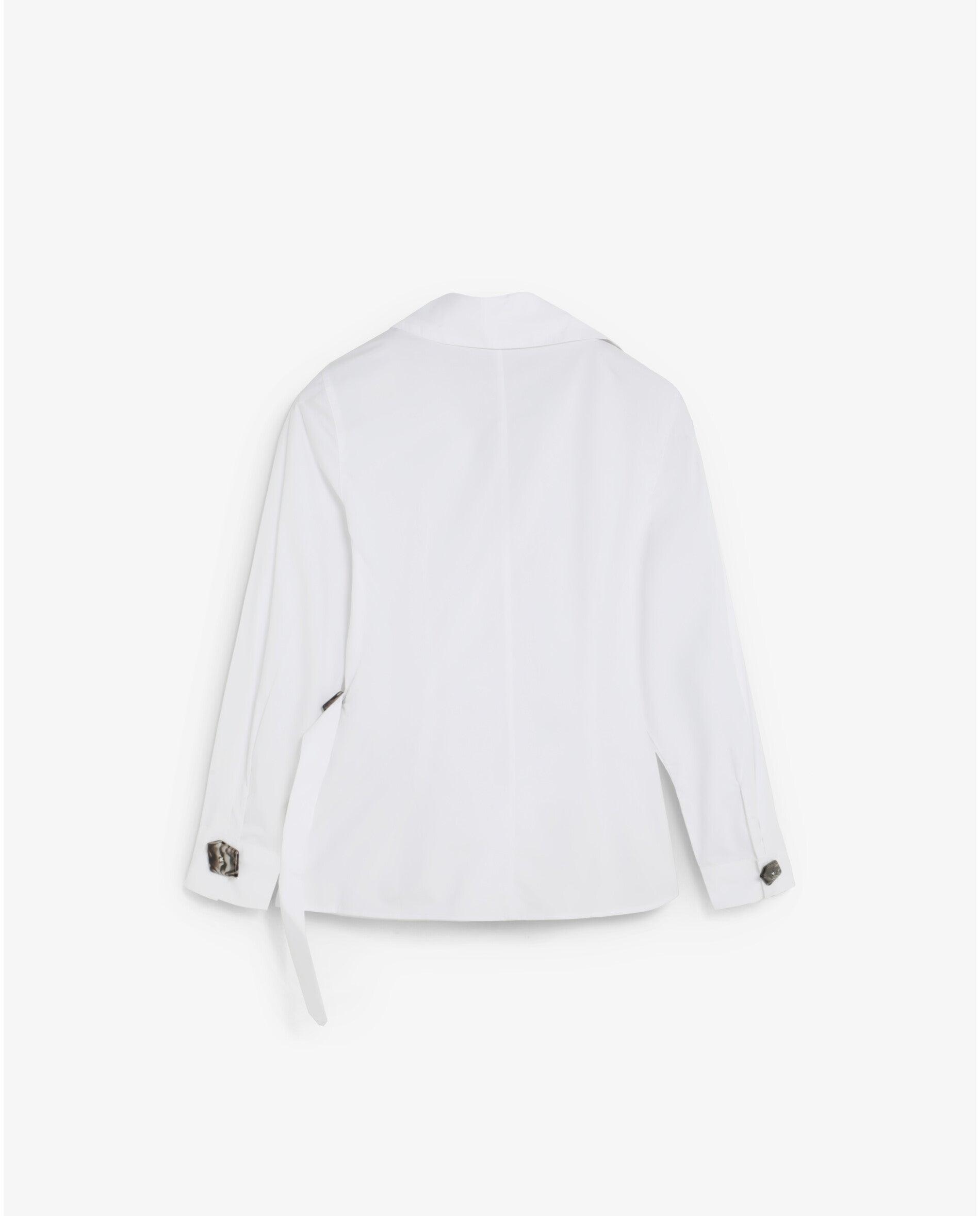 Camisa de mujer cruzada con detalle metálico - Scalpers - Blanco Blanco-2