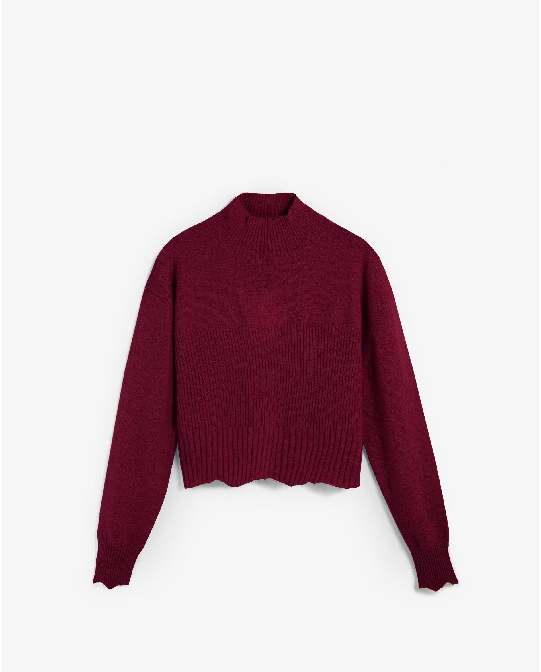 Jersey de mujer relaxed fit con terminaciones onduladas - Scalpers - Granate Granate-1