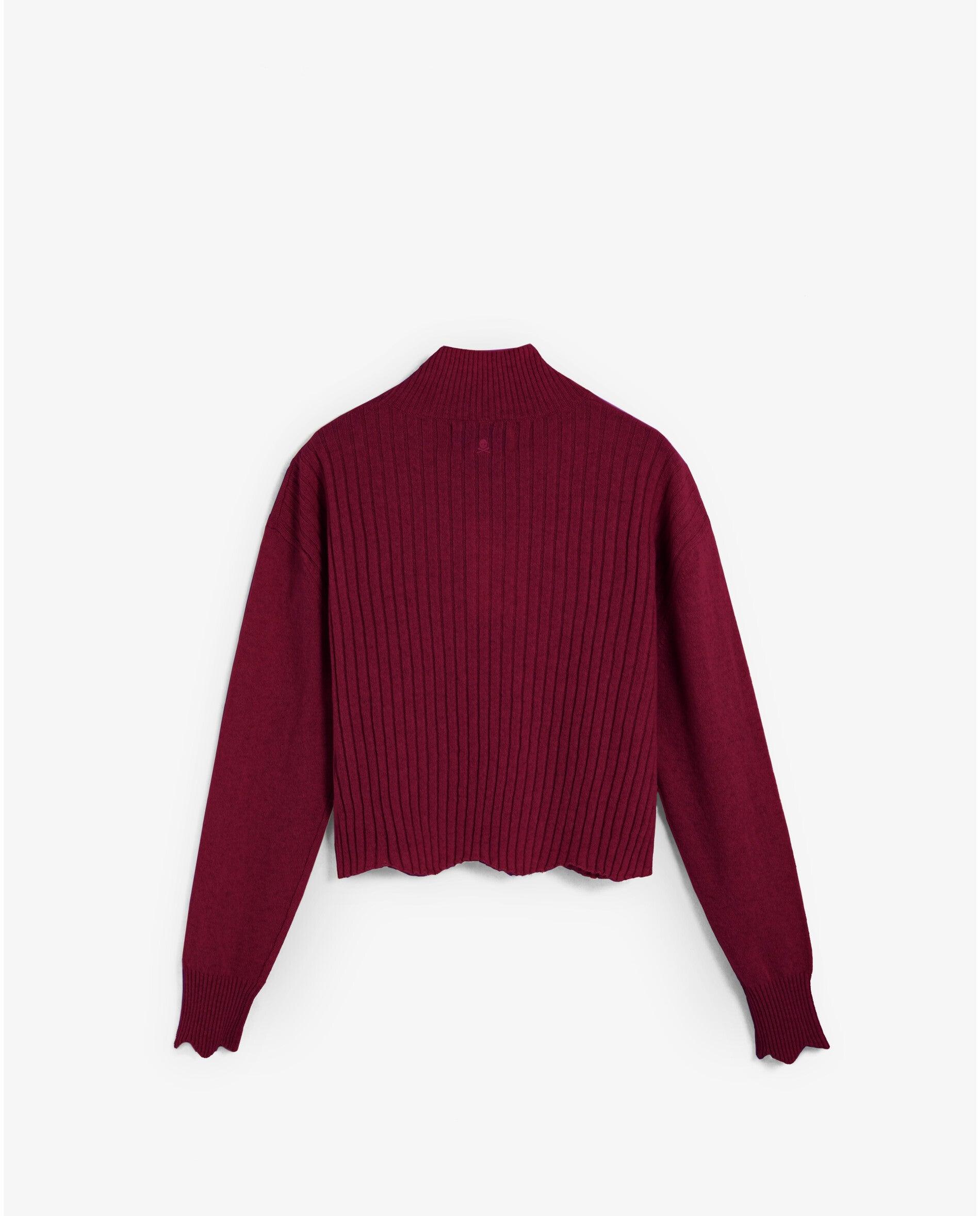 Jersey de mujer relaxed fit con terminaciones onduladas - Scalpers - Granate Granate-3