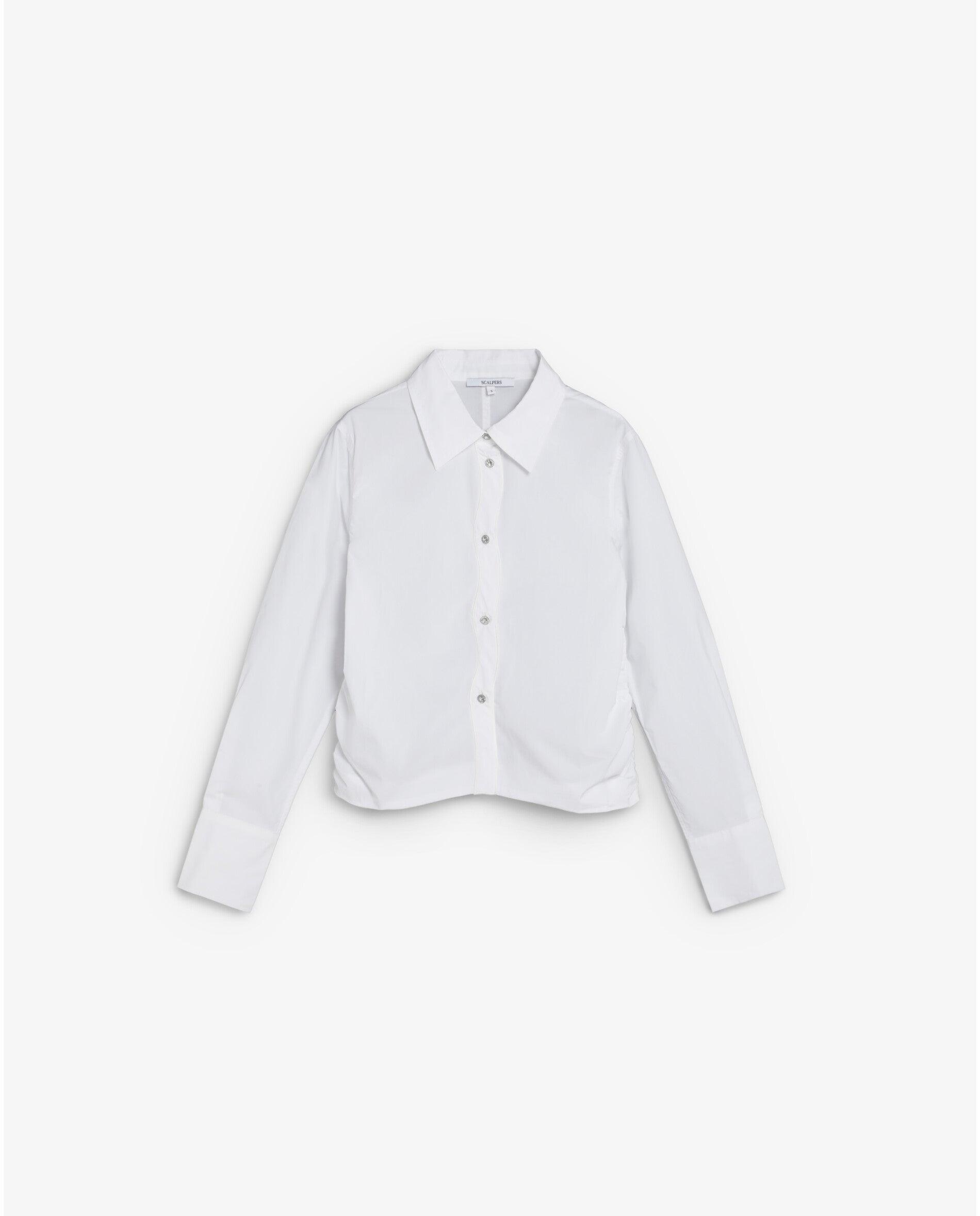 Camisa de mujer cropp con laterales drapeados - Scalpers - Blanco Blanco-1