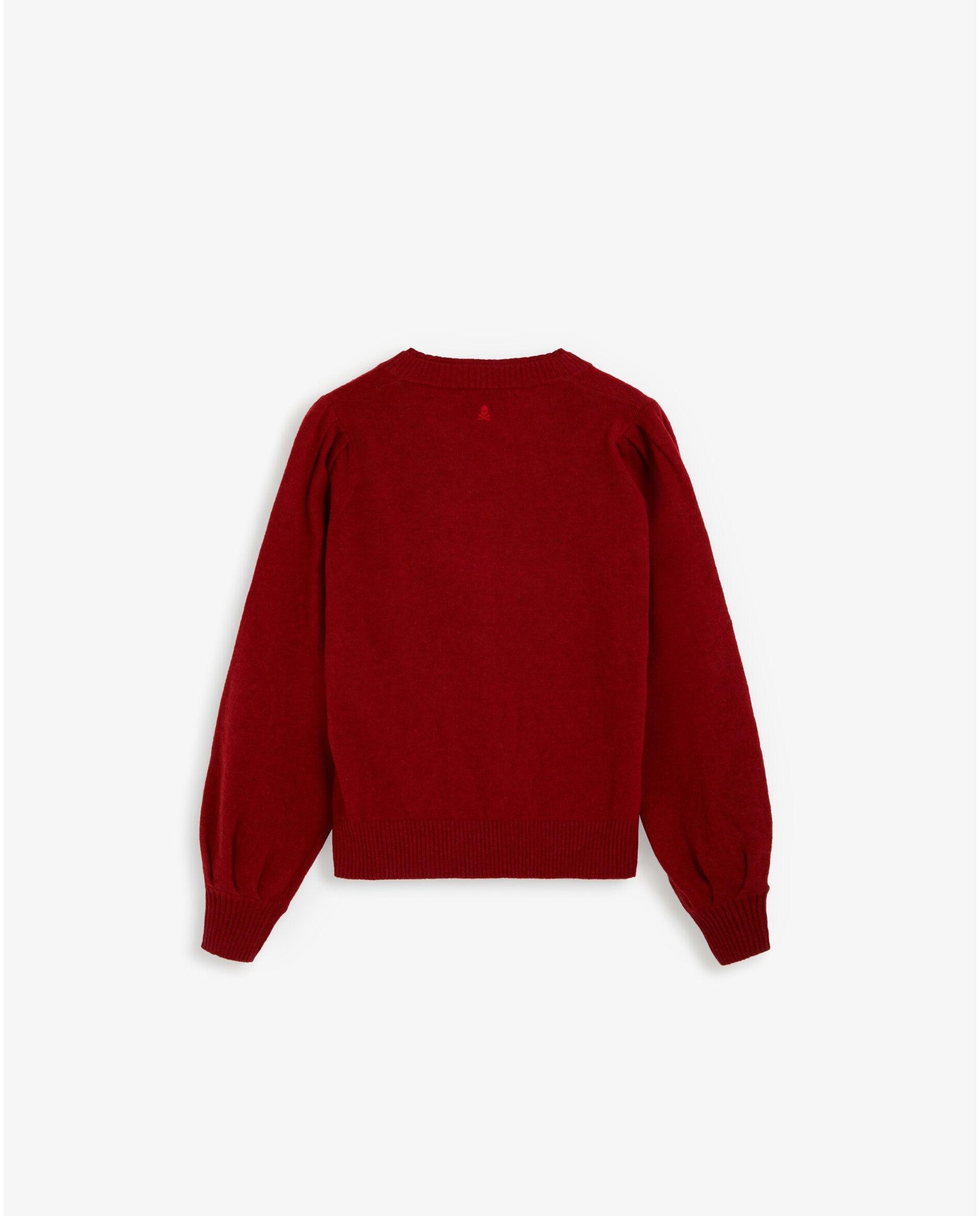 Jersey de mujer con mangas abullonadas y cuello de pico - Scalpers - Rojo Rojo-2