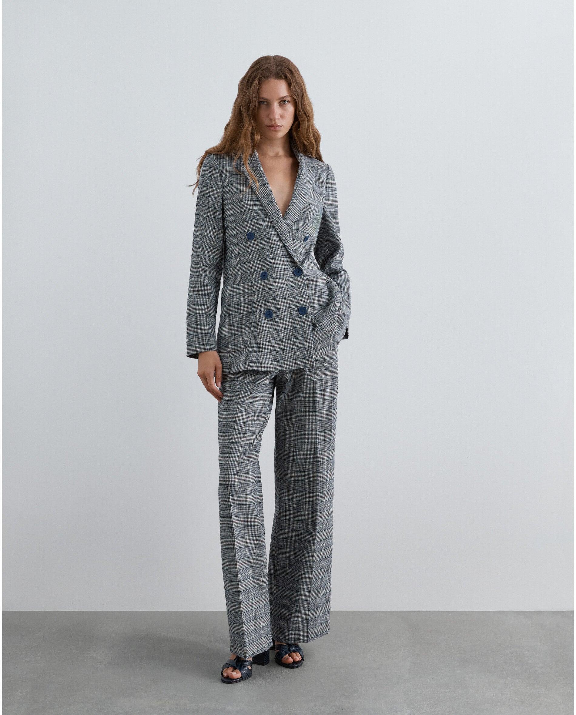 Imagen 4 de Pantalón recto de mujer con estampado de rayas - Scalpers - Azul Azul