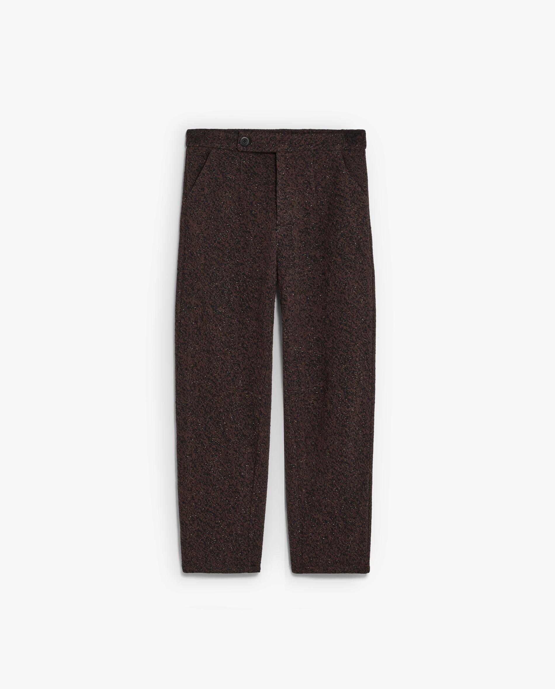 Pantalón recto de mujer de hilo metalizado y botón desplazado - Scalpers - Marrón Marrón-6