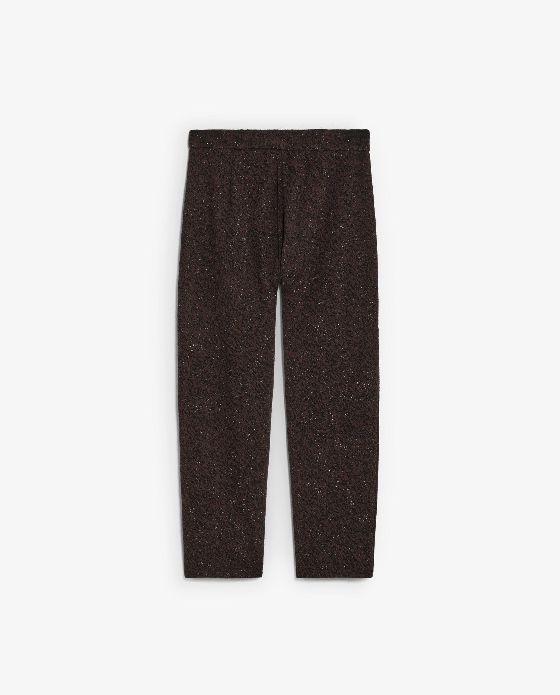 Pantalón recto de mujer de hilo metalizado y botón desplazado - Scalpers - Marrón Marrón-5