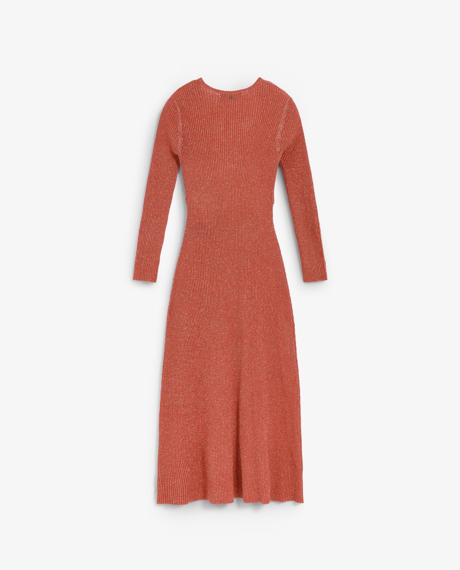 Vestido de punto midi con lúrex - Scalpers - Naranja Naranja-5