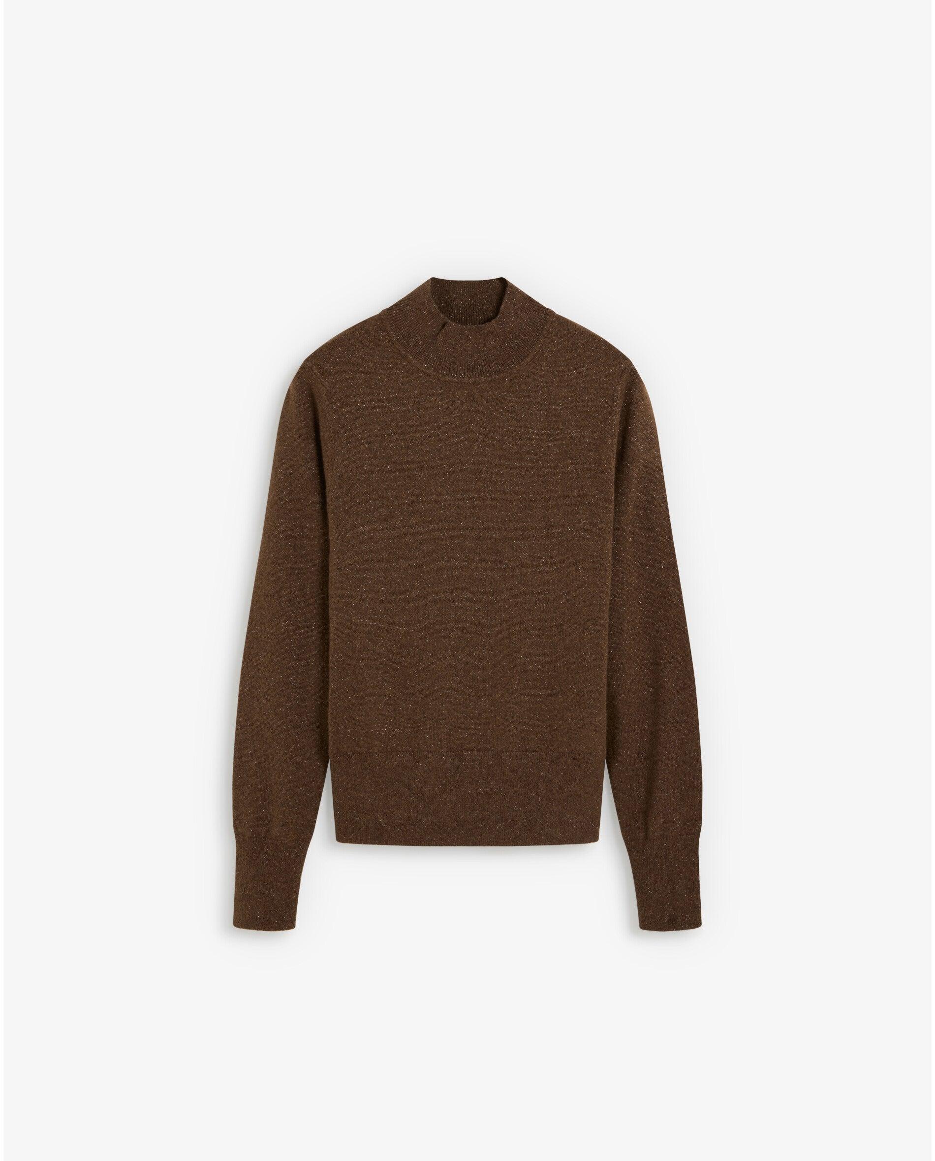Jersey de mujer de corte recto y cuello perkins - Scalpers - Marrón Marrón-1