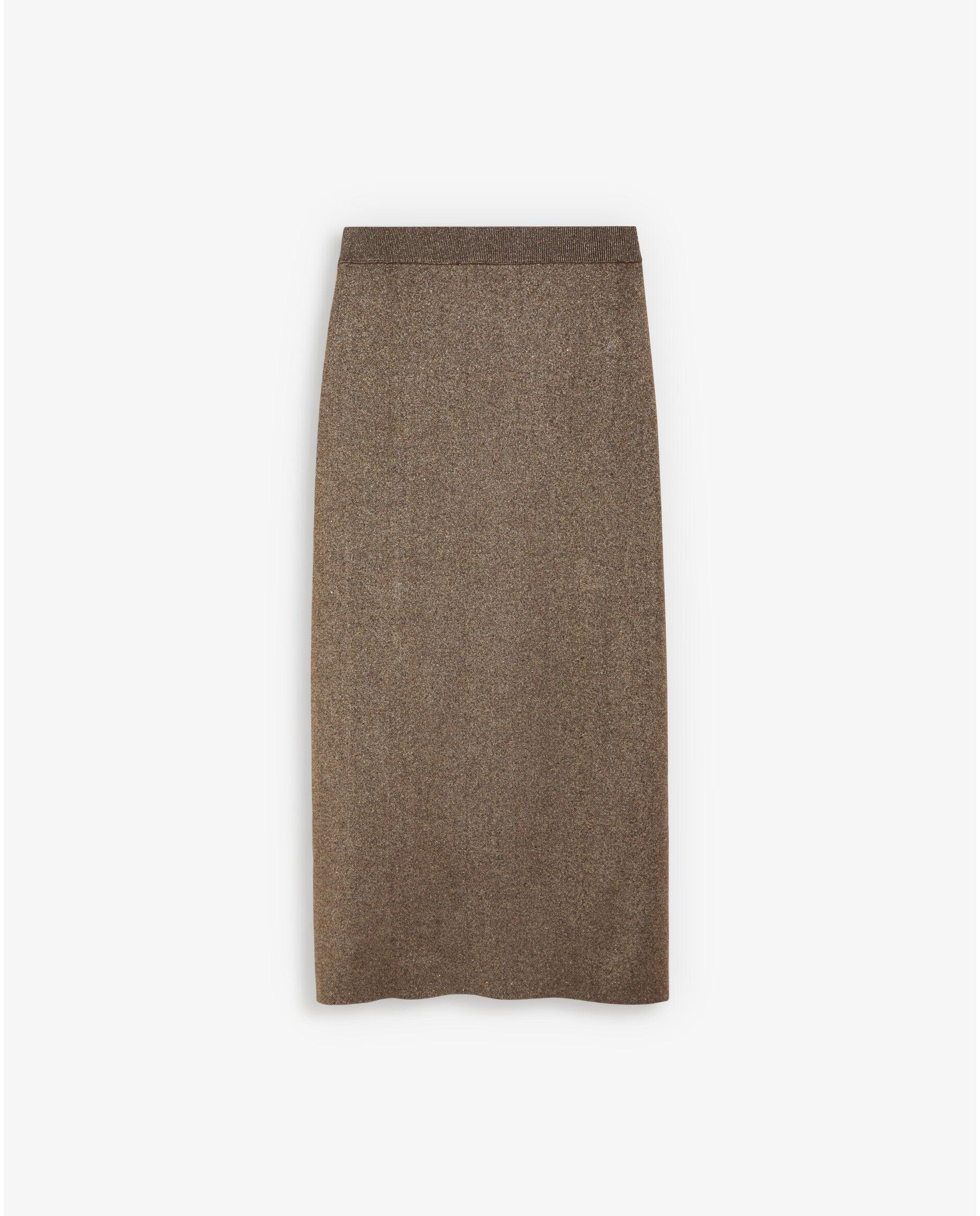 Falda de punto midi con cintura elástica - Scalpers - Tabaco Tabaco-2