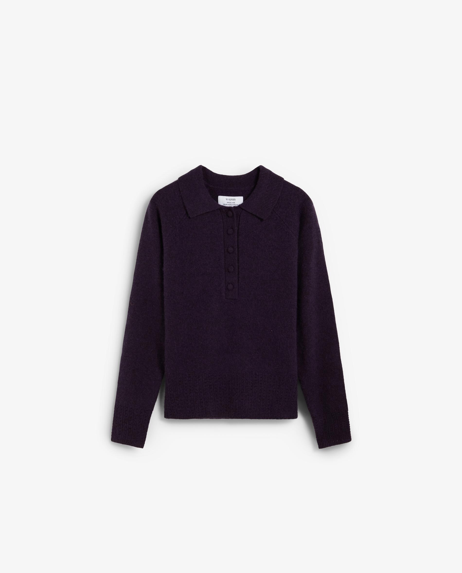 Imagen 0 de Jersey de mujer con cuello polo y botones a tono Berenjena