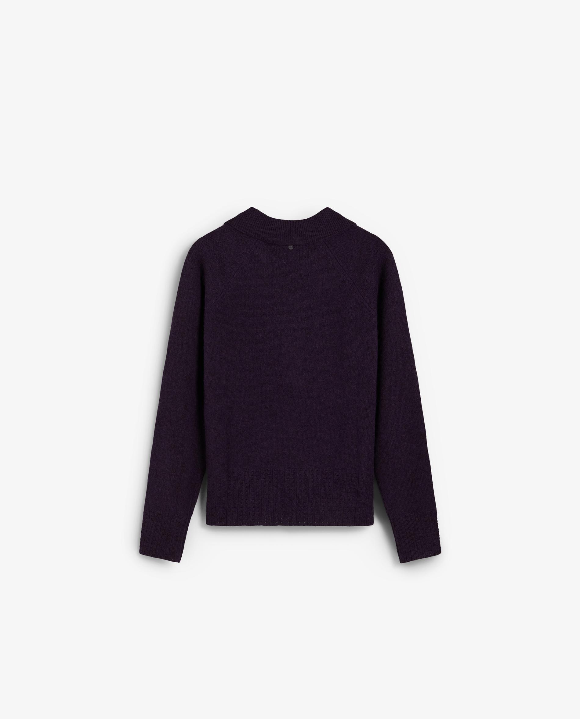 Jersey de mujer con cuello polo y botones a tono - Scalpers - Berenjena Berenjena-3