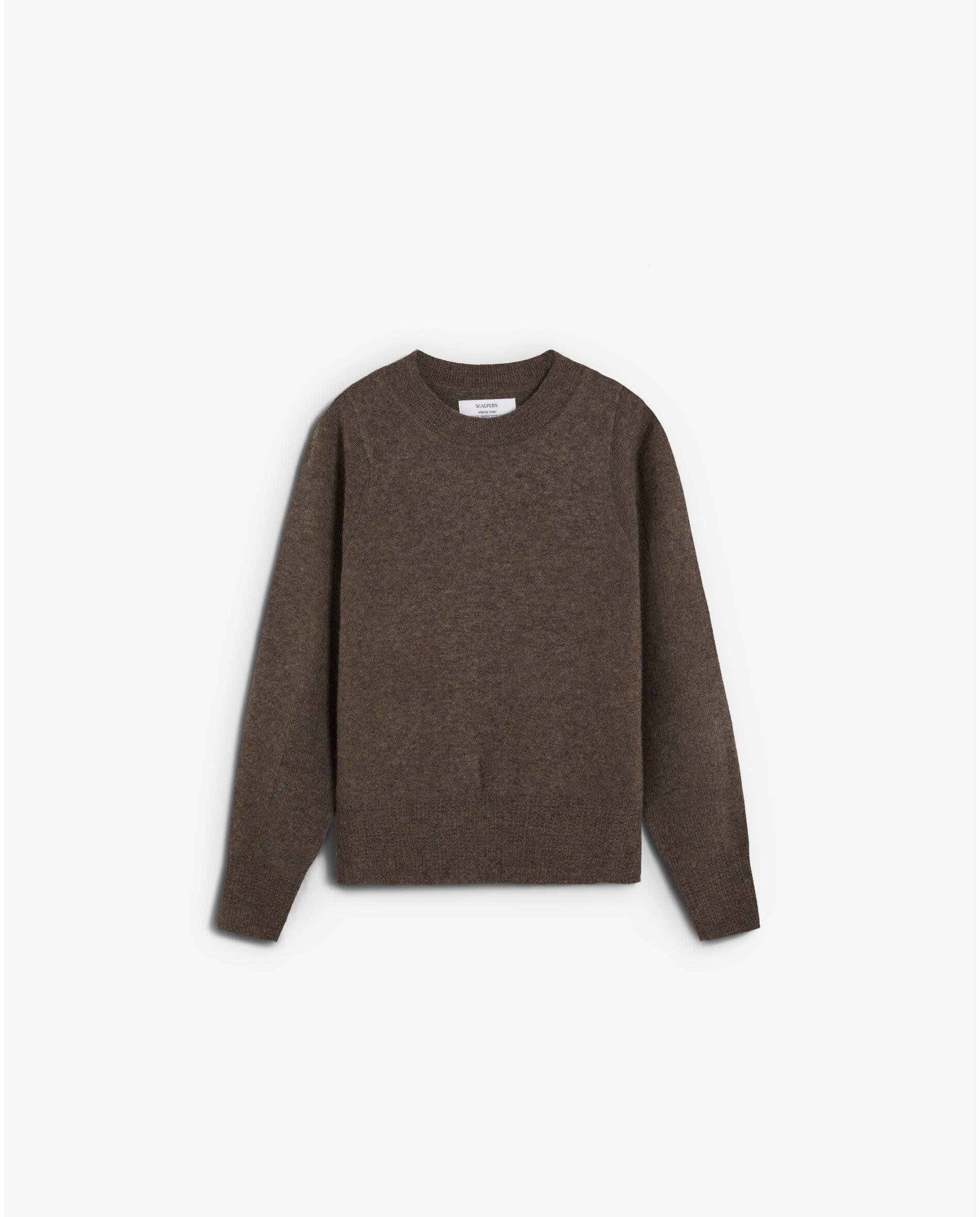 Jersey de mujer de punto texturizado con cuello redondo - Scalpers - Marrón Marrón-1